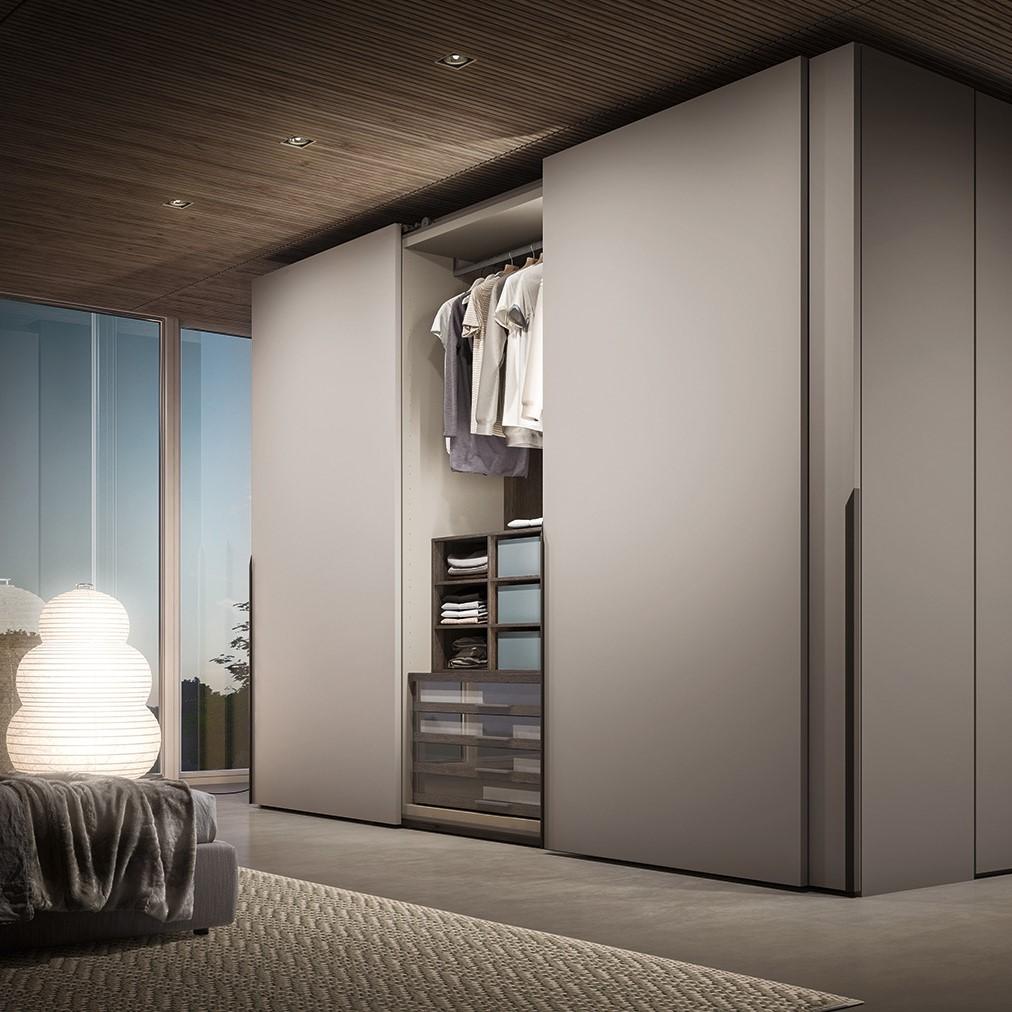 Modular veneer wardrobe with coplanar doors | Simple by ALF Dafre