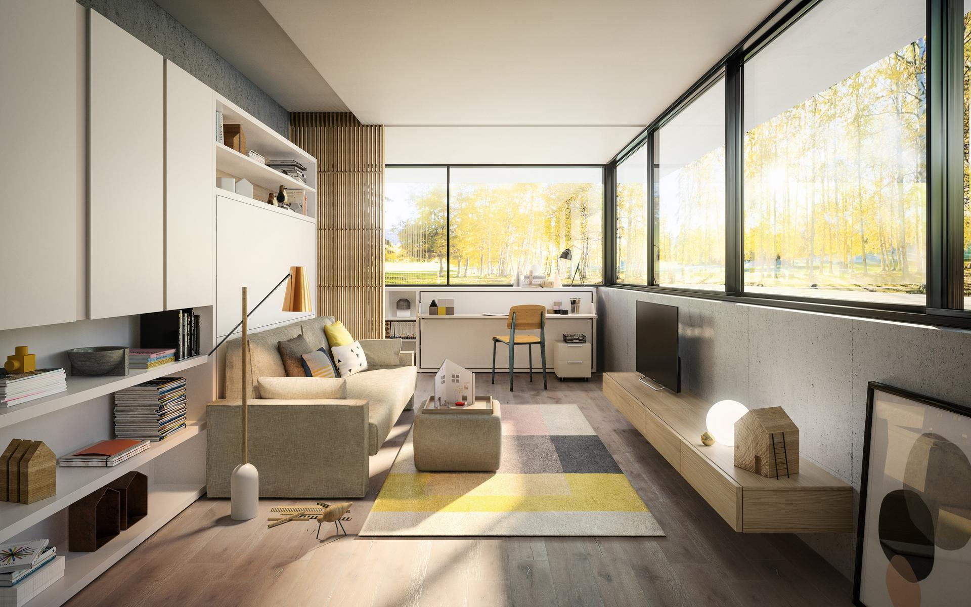 Storage wall with fold-away bed | Circe Sofa by CLEI