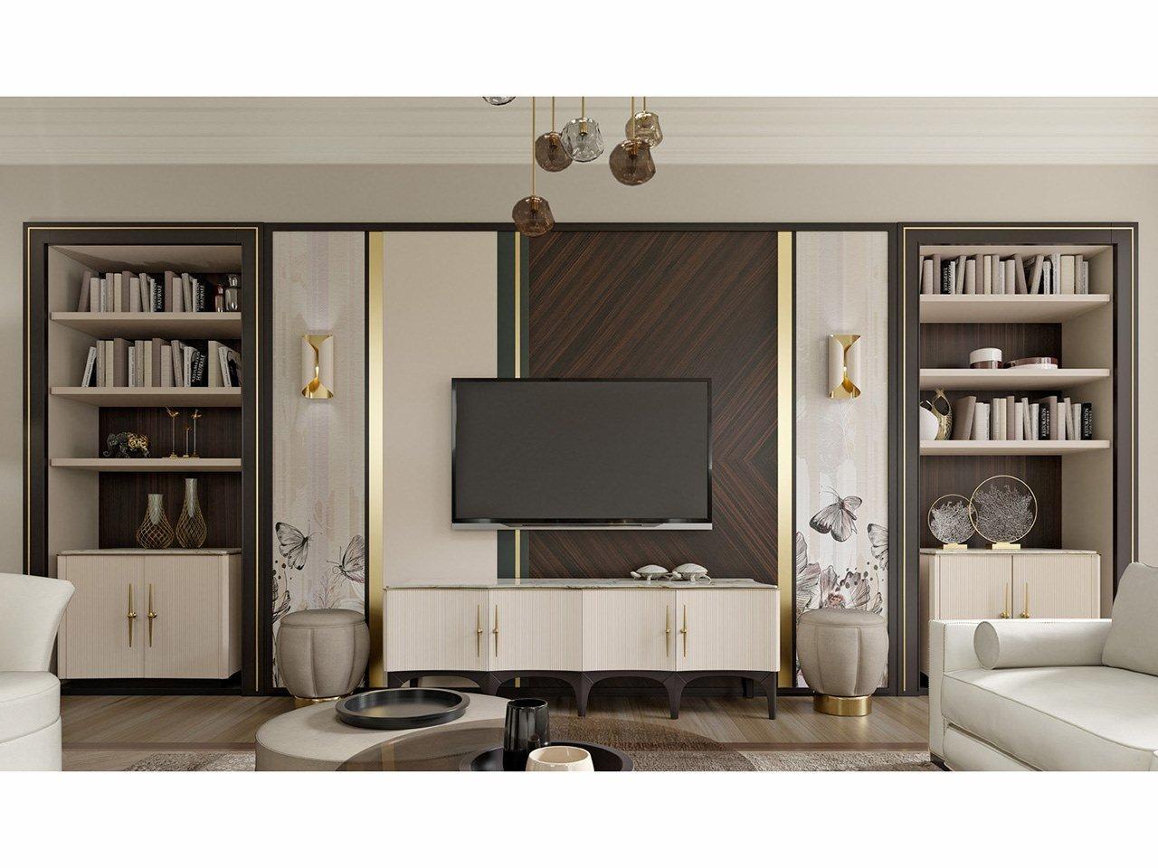 Custom wooden TV wall system | Pr.860.1 by Stella del Mobile