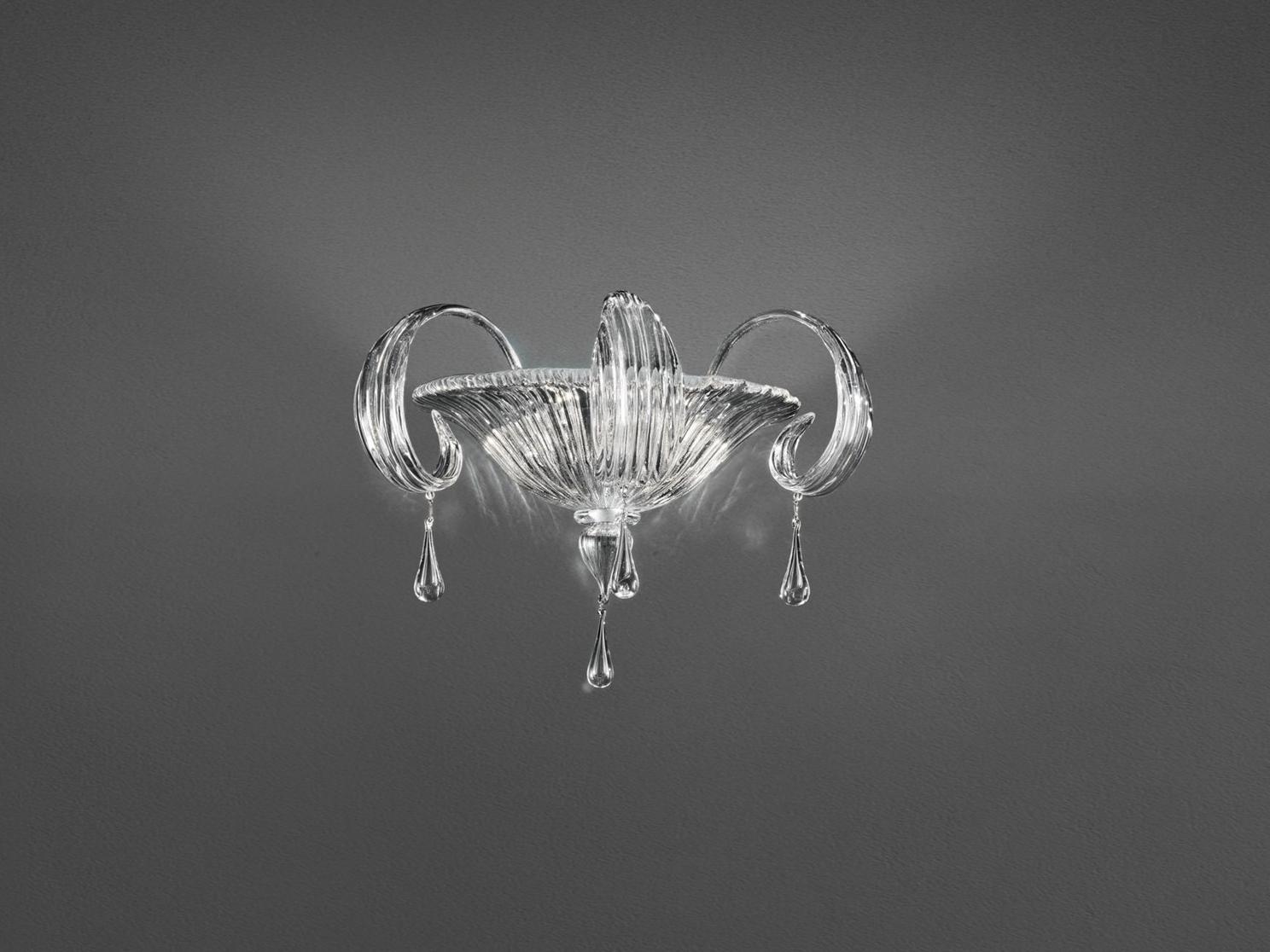 Blown glass wall light with crystals | Molin by Sylcom