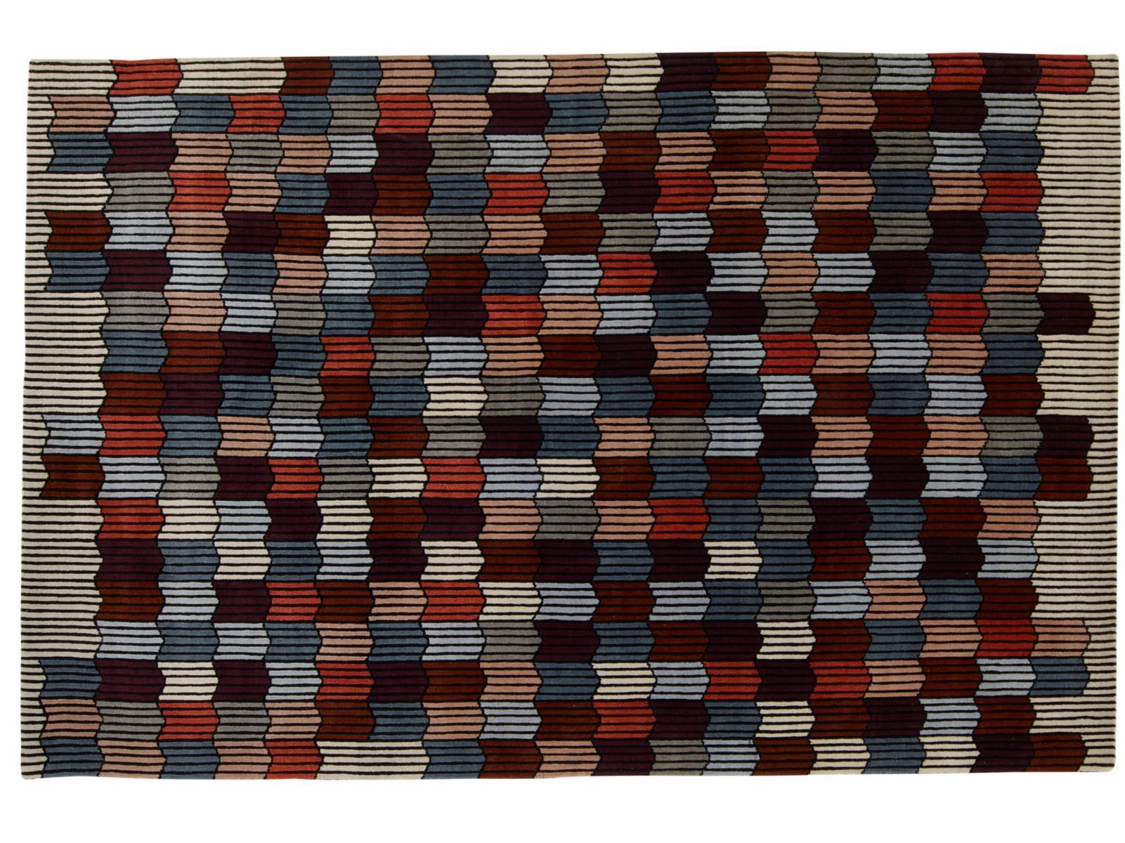 Handmade rectangular wool rug with geometric shapes | Mémoire D’une Trame by Ligne Roset