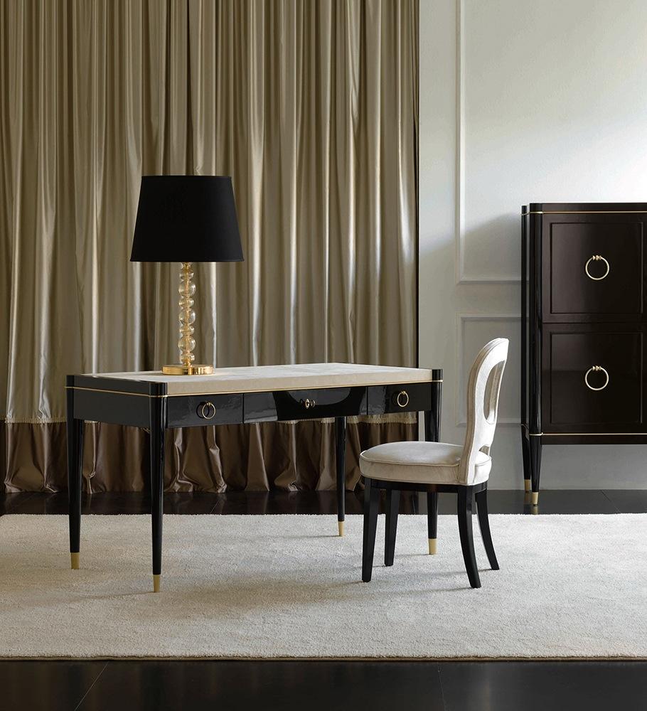 Rectangular leather writing desk with drawers | Ambra by Galimberti Nino