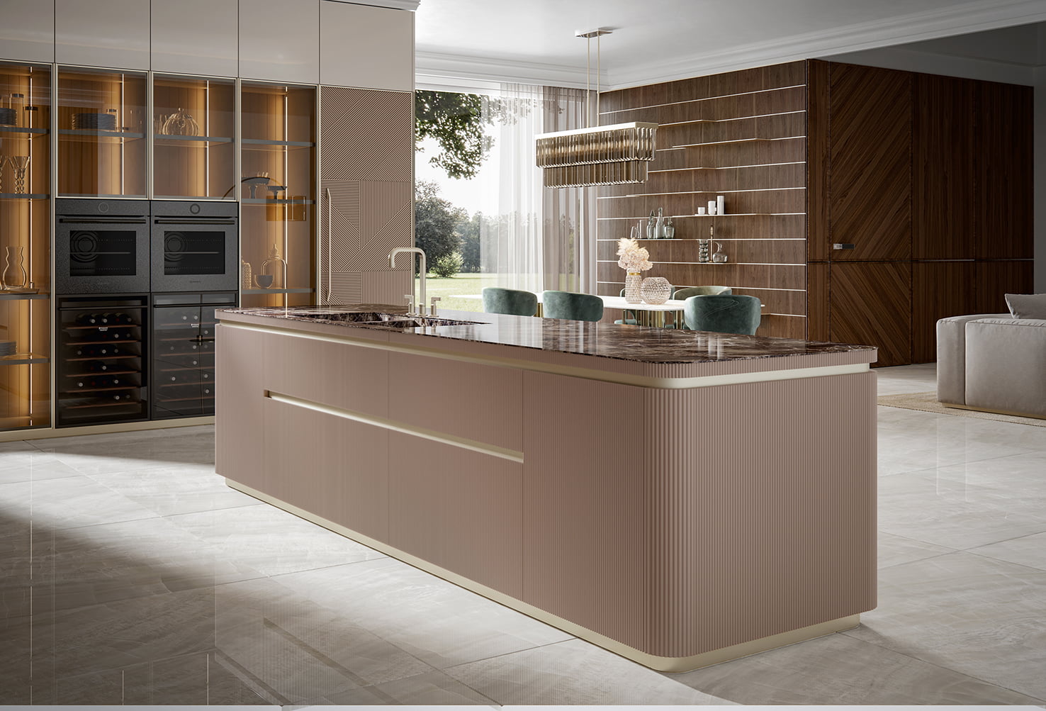 Lacquered kitchen without handles Old Line Glamour