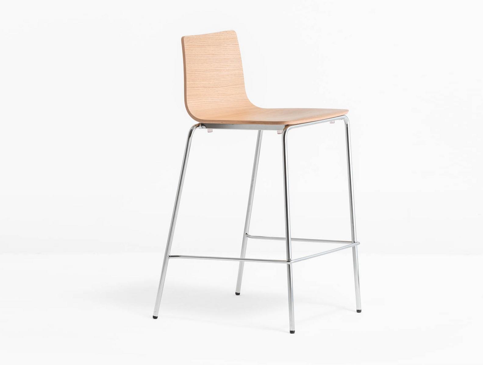 Wooden stool with footrest | Inga 5616 by Pedrali