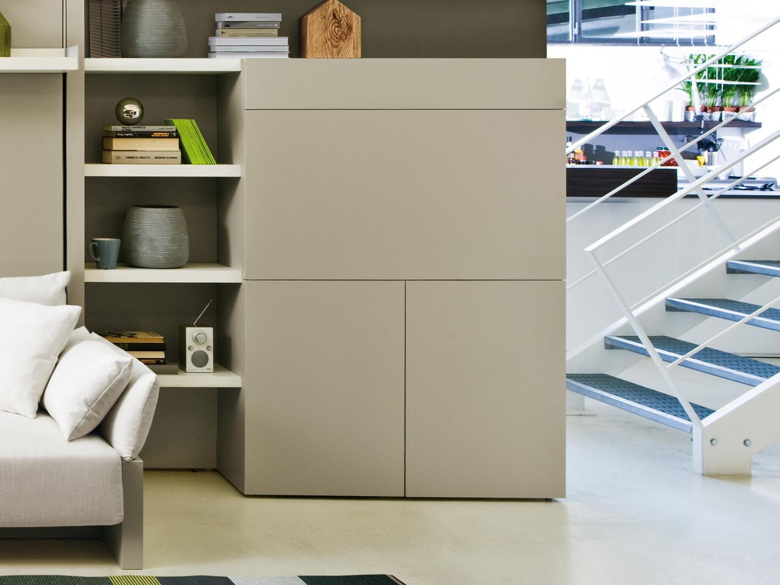 Freestanding melamine-faced chipboard storage wall with secretary desk | Home Office by CLEI