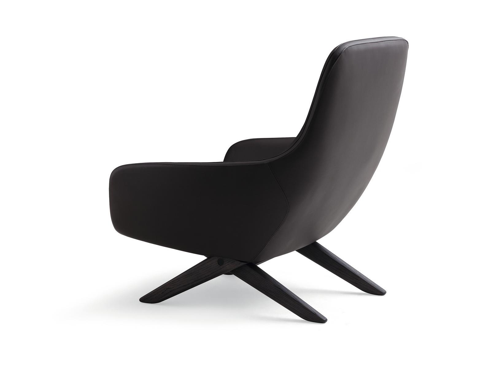 Upholstered leather armchair with armrests | Marlon by Poliform