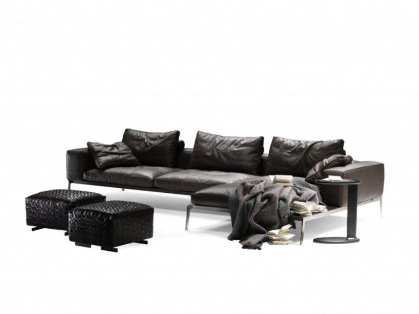 Sectional 3 seater leather sofa | Lifesteel by Flexform
