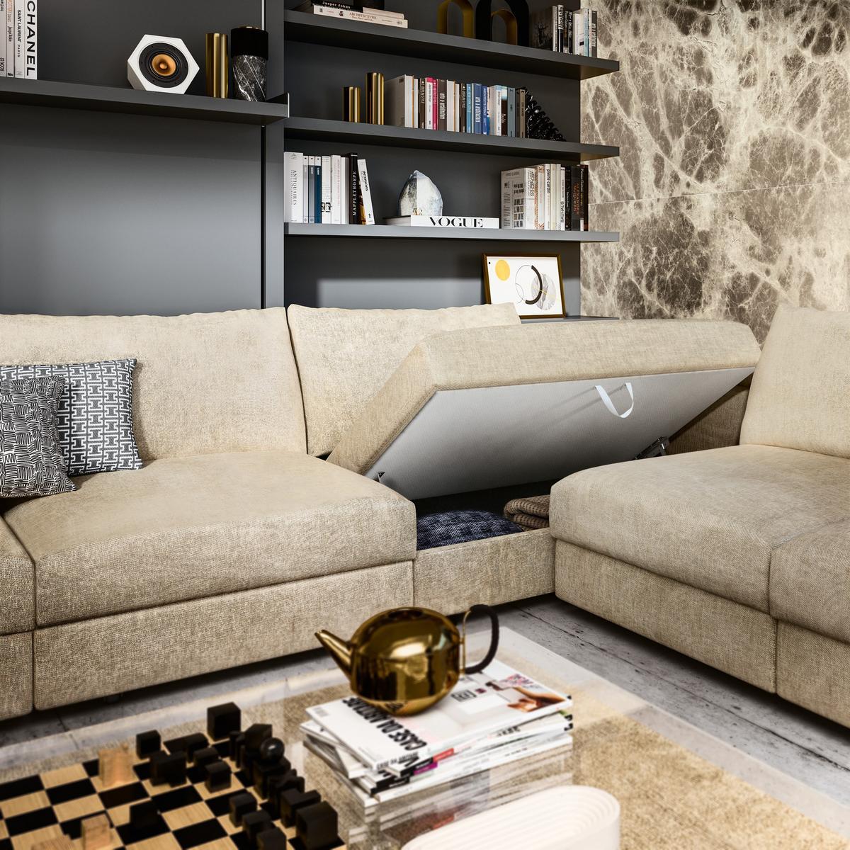 Sectional convertible fabric sofa | Tango by CLEI