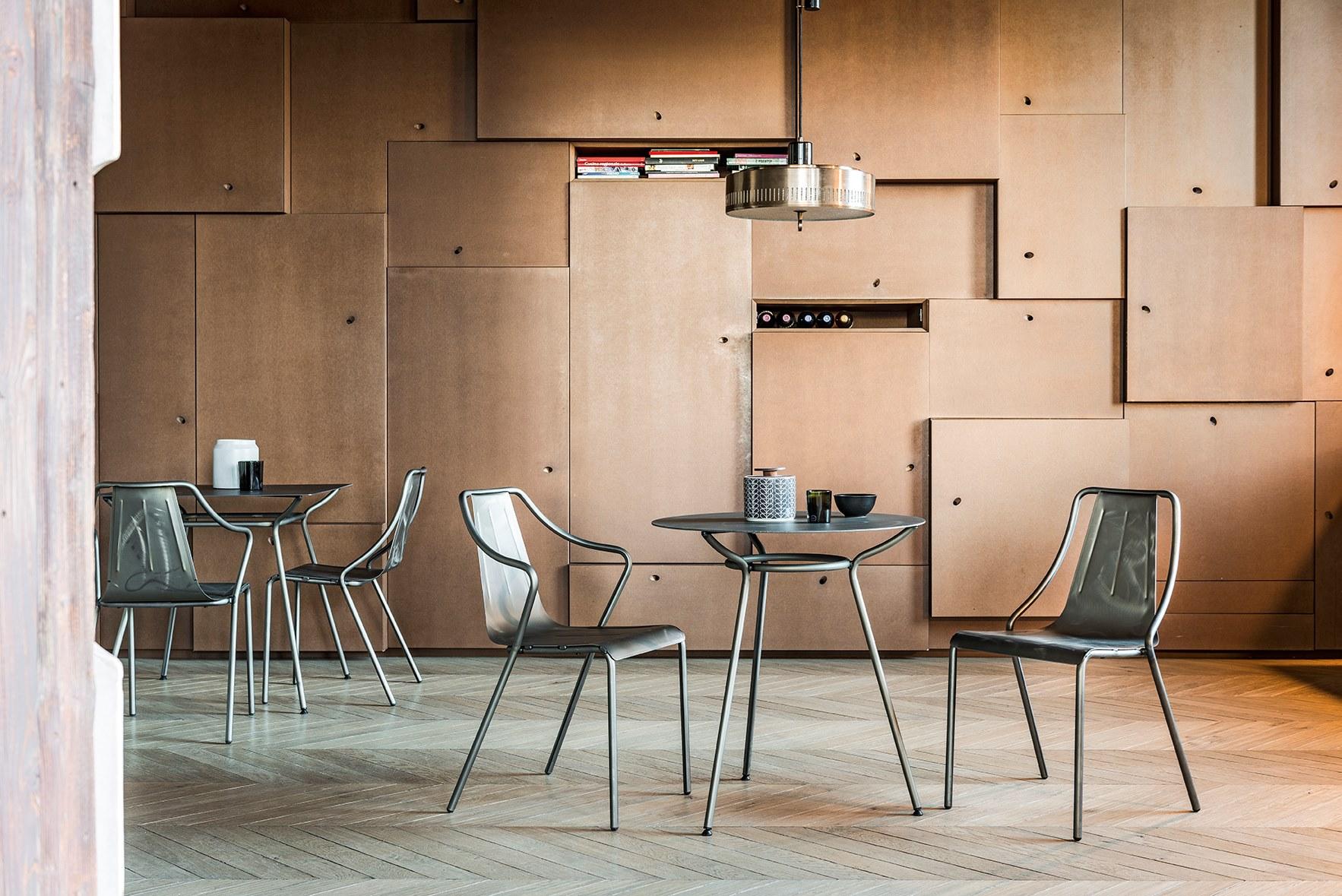 Stackable steel garden chair | Ola S In by Midj