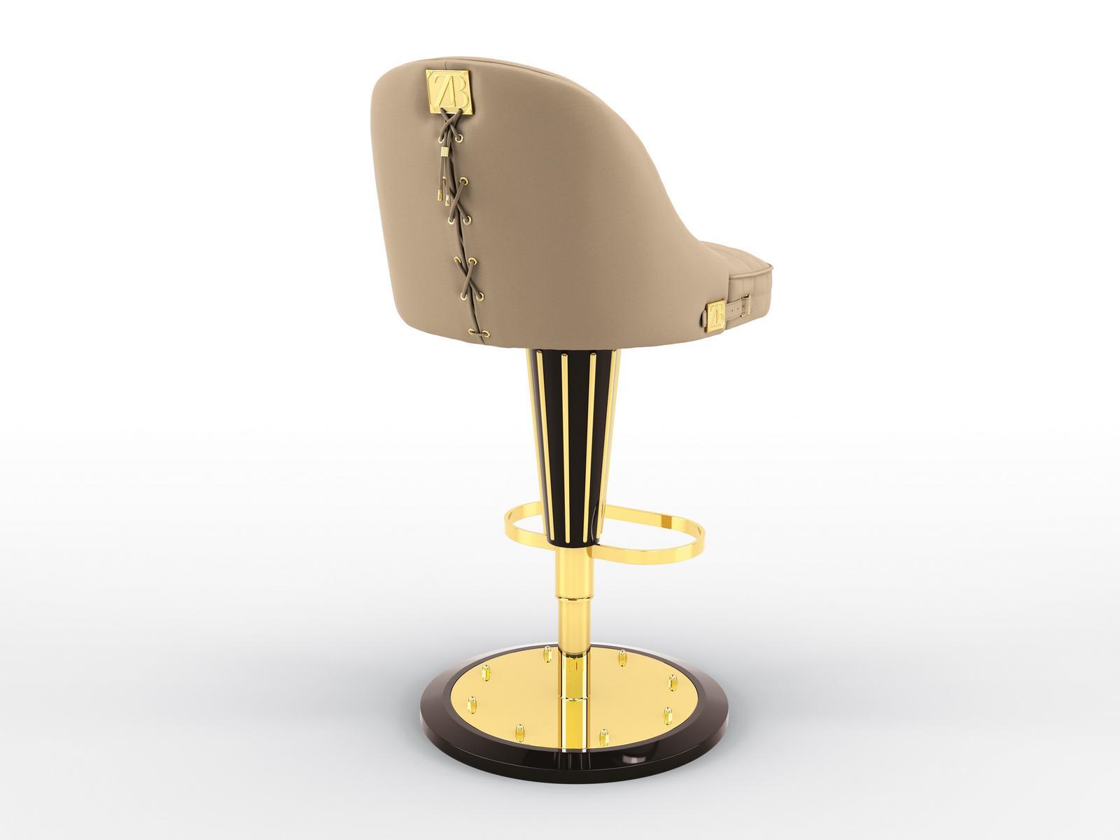 High leather barstool with back | Ophelia by Bruno Zampa