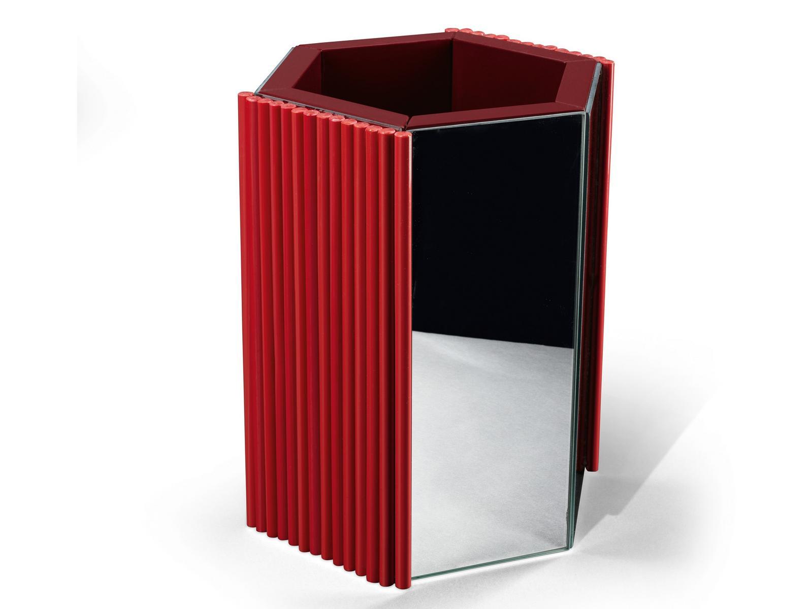 Mirrored glass and wooden vase | Bamboo by Visionnair