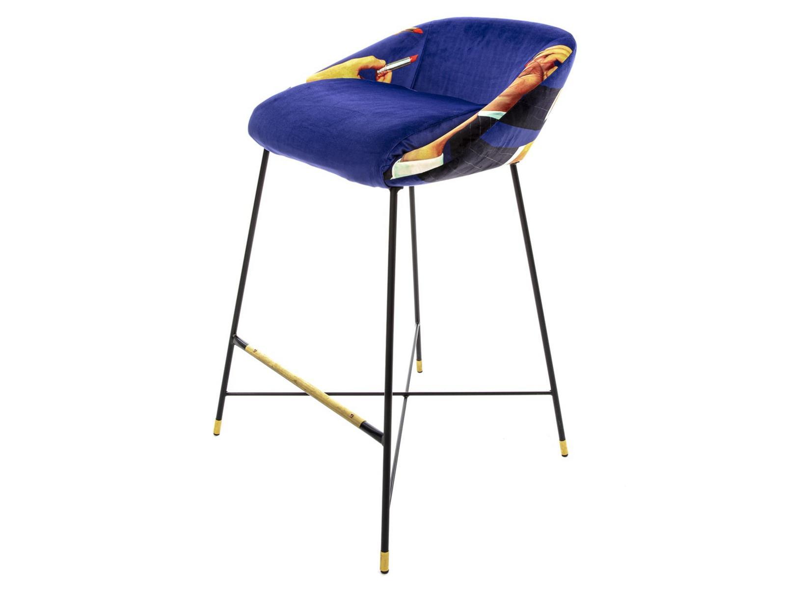 High fabric stool with back | Lipsticks by Seletti