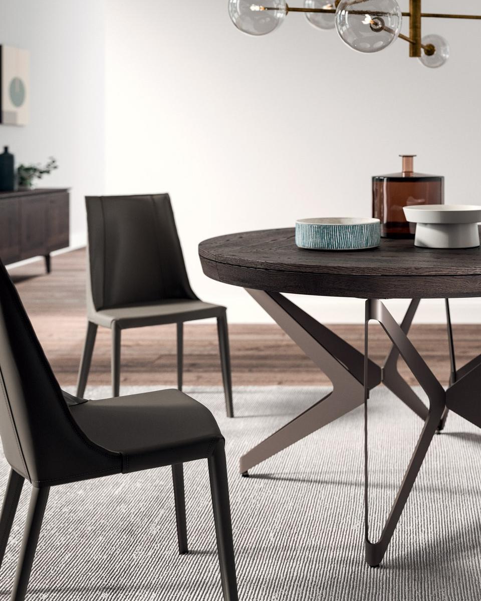Extending round steel and wood table | Big Round by Ozzio Italia