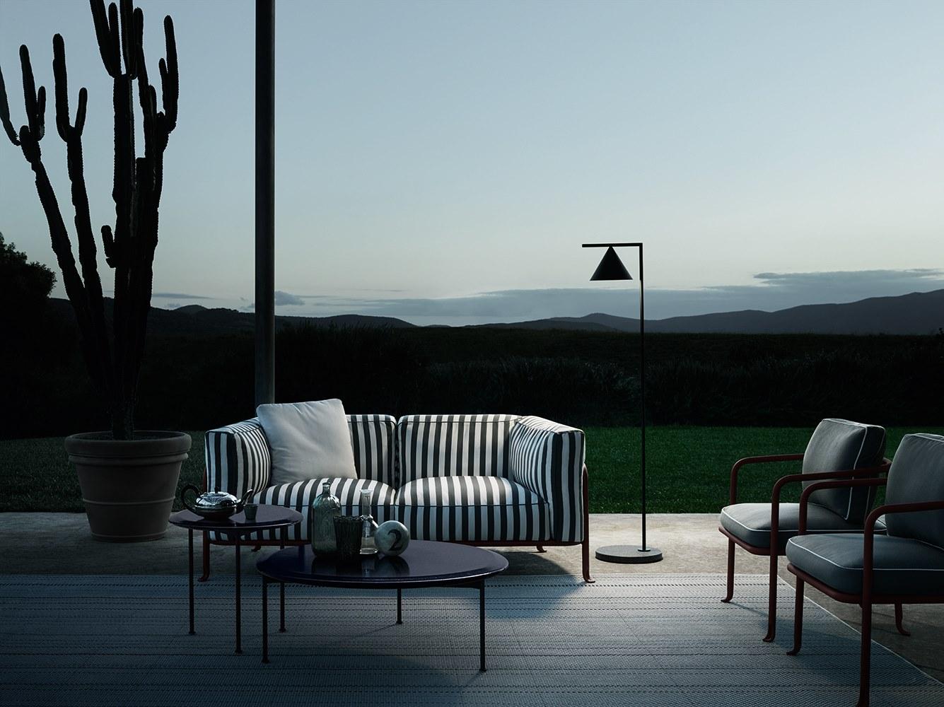 Upholstered fabric garden chair with armrests | Borea by B&B Italia