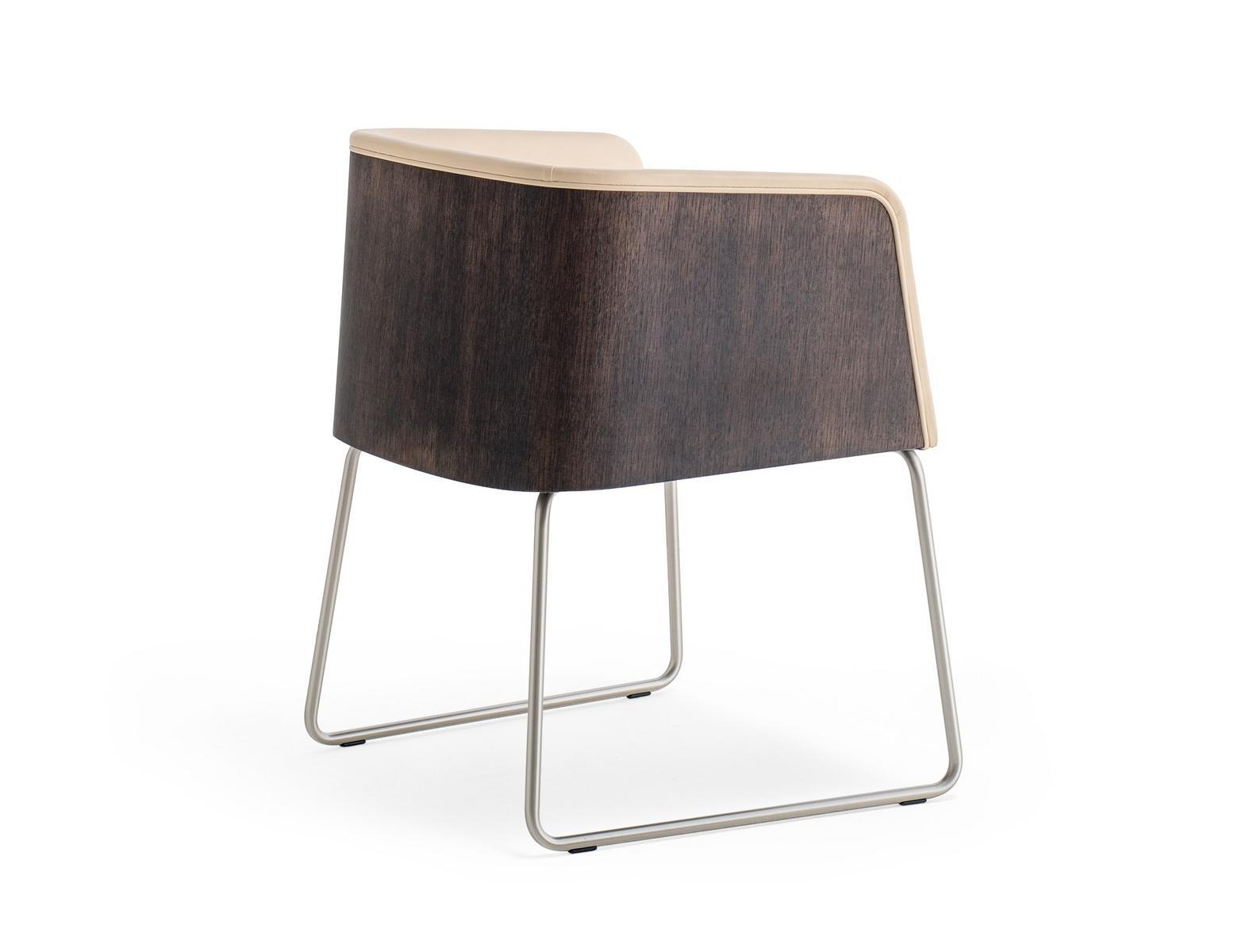 Sled base wooden easy chair | Allure 737 by Pedrali