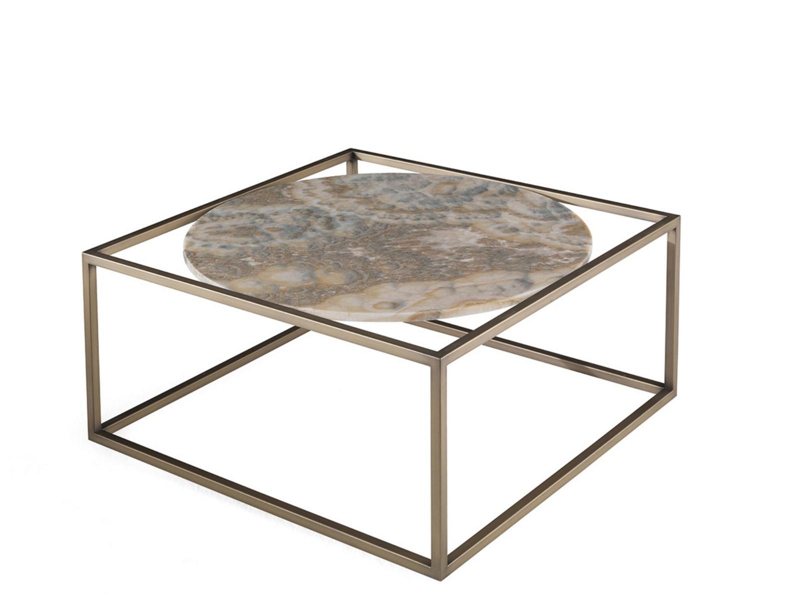 Low square onyx and metal coffee table | Norrebro by Gianfranco Ferre Home