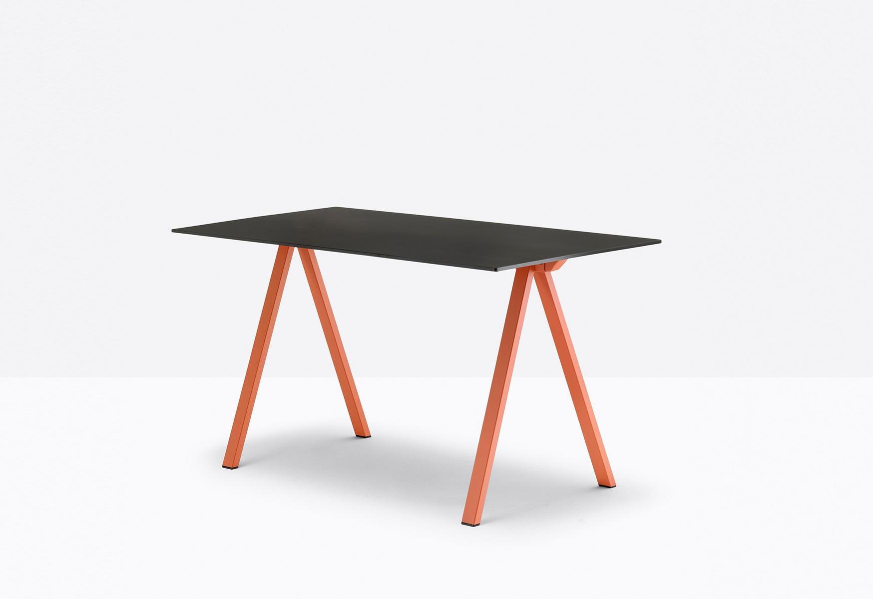 Table with steel trestle legs and solid laminate top | Arki-desk by Pedrali