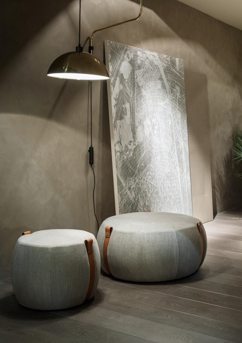 Upholstered fabric pouf | Notch by Lema