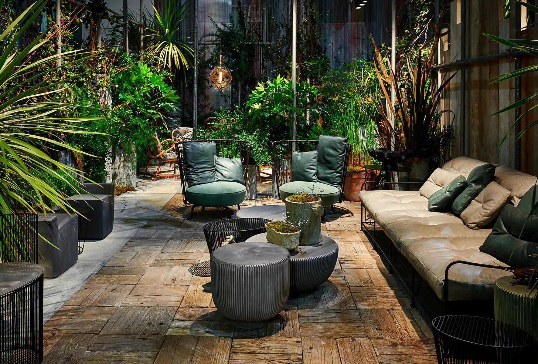 Leather armchair with footstool | Pedro by Baxter