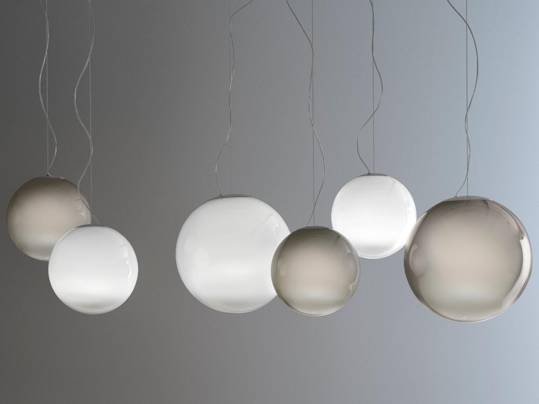 LED handmade blown glass pendant lamp | Smoke by Panzeri