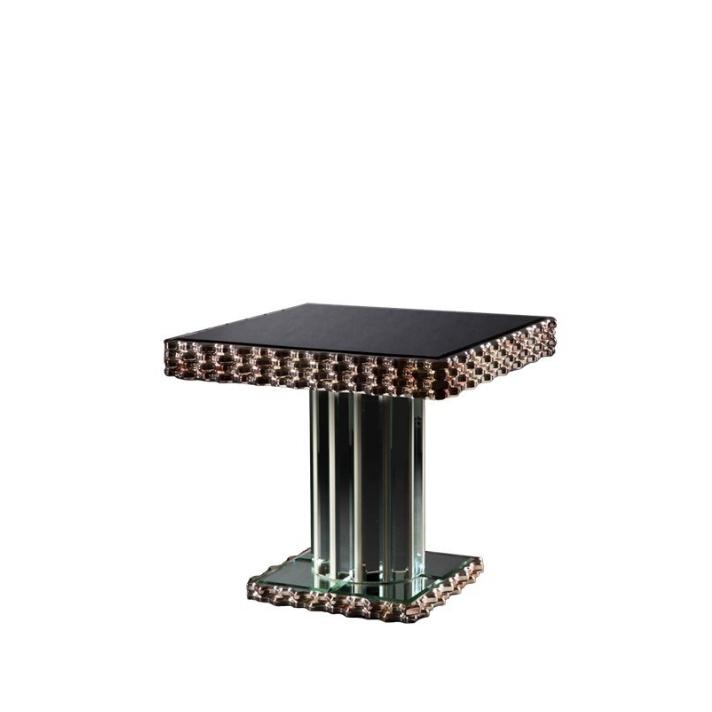 Mirrored glass and wooden high side table | Ola by Mantellassi 1926