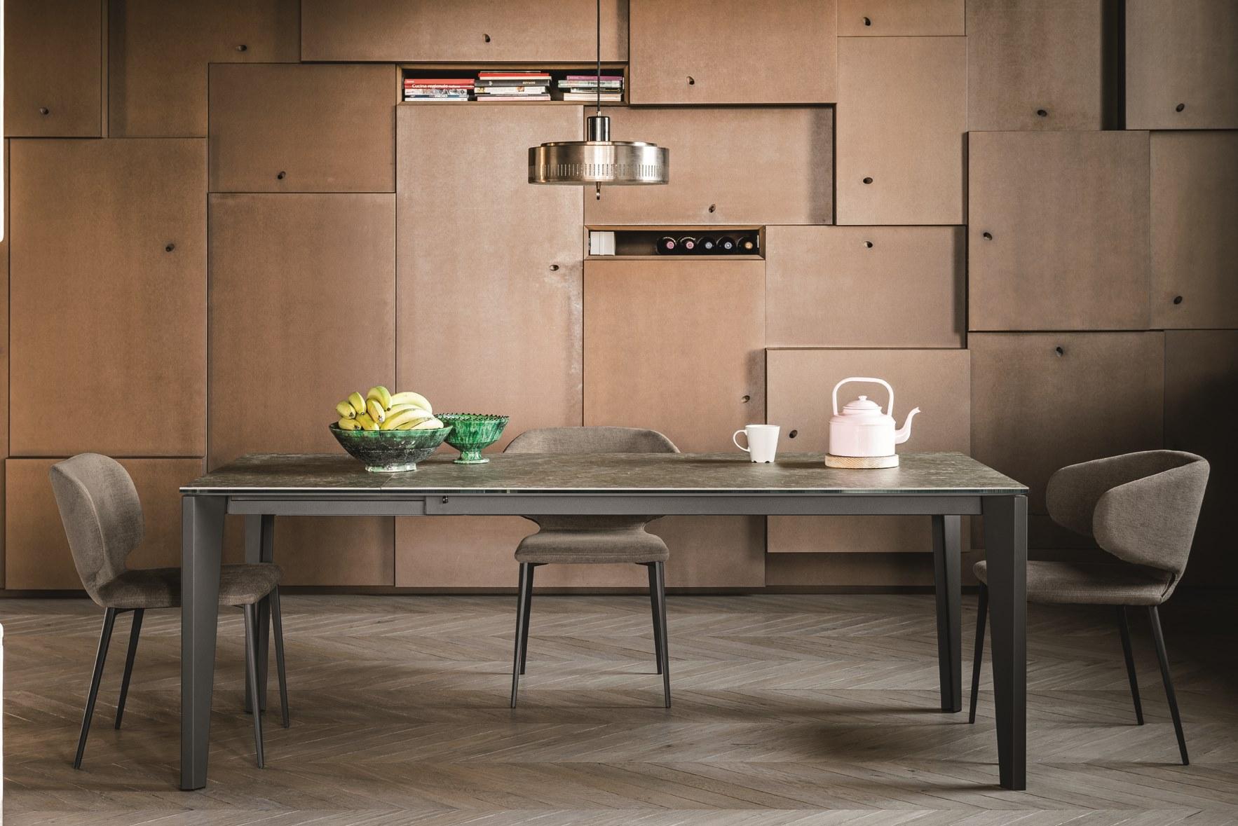 Extending rectangular glass ceramic table | Diamante by Midj