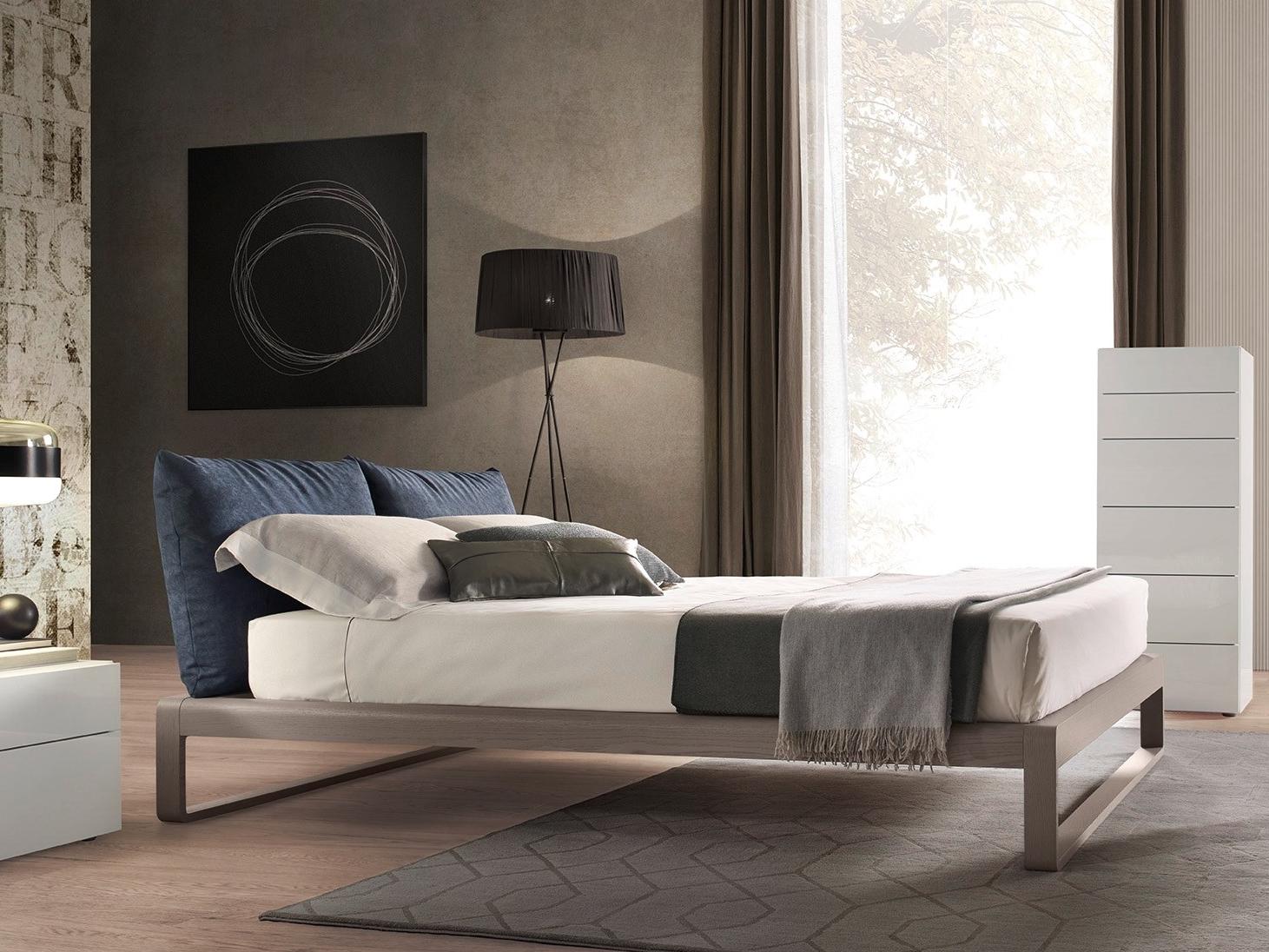 Wooden double bed with upholstered headboard | Martin by Olivieri