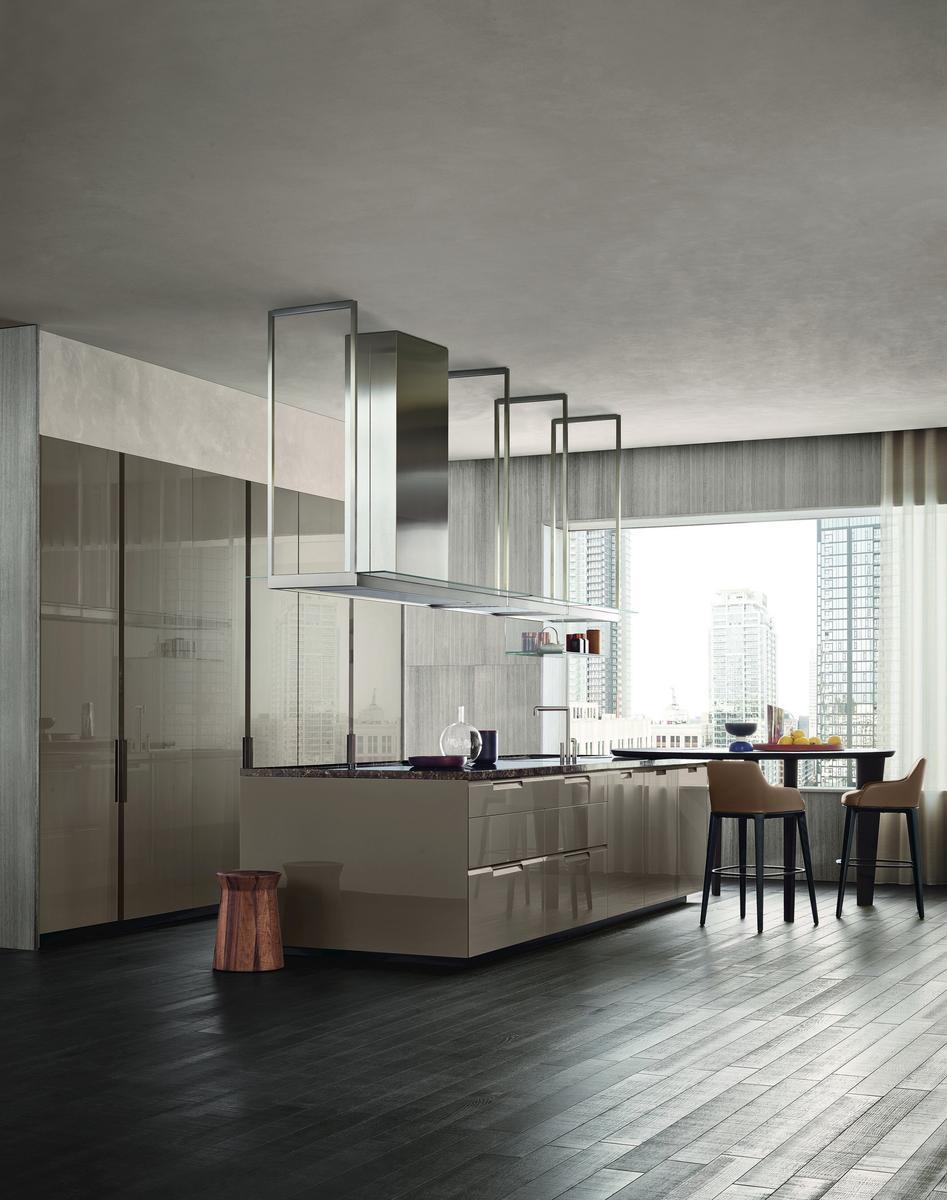 Fitted kitchen with integrated handles Poliform Shape