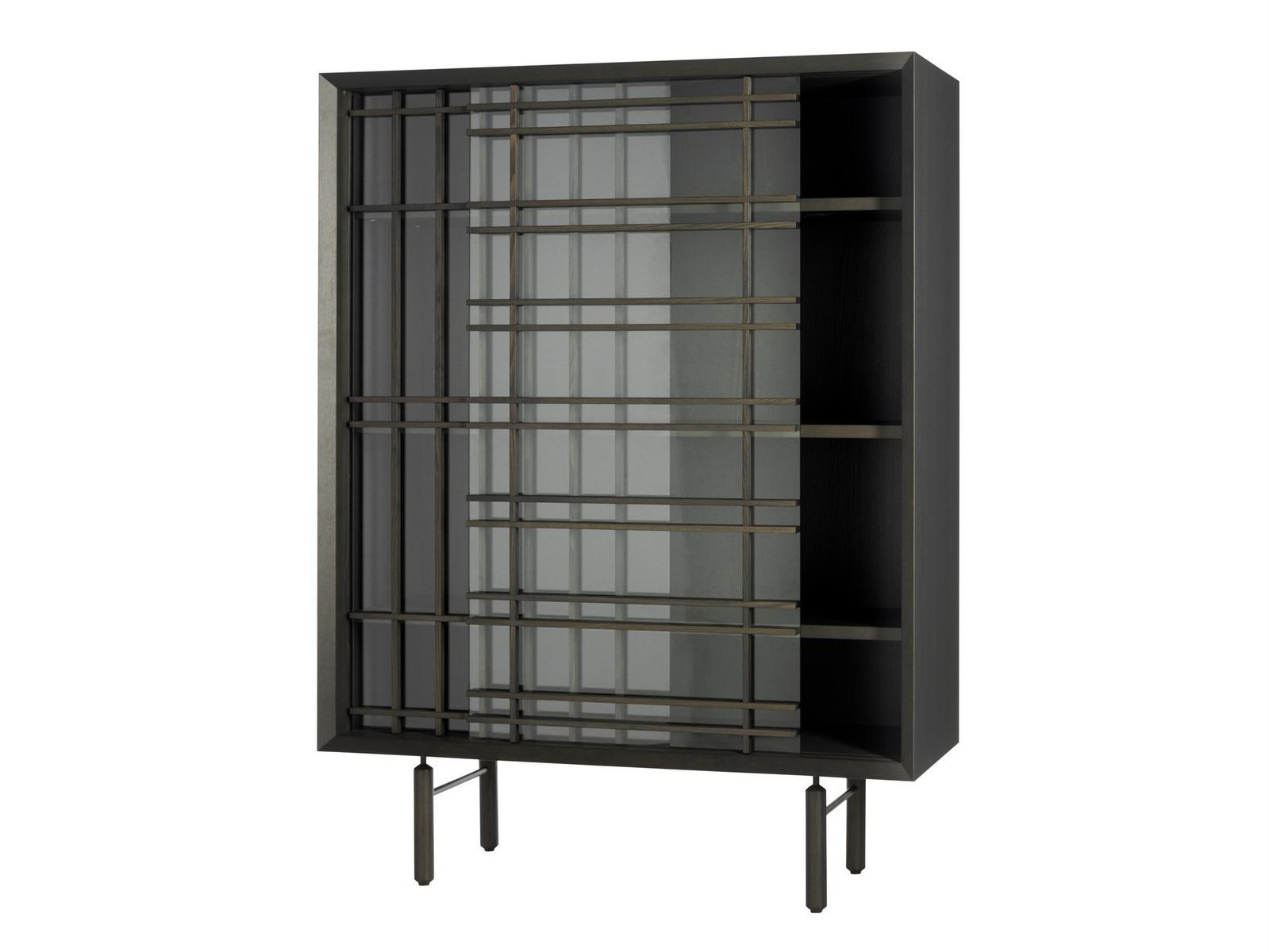 Wood and glass highboard with sliding doors | Sen by Potocco