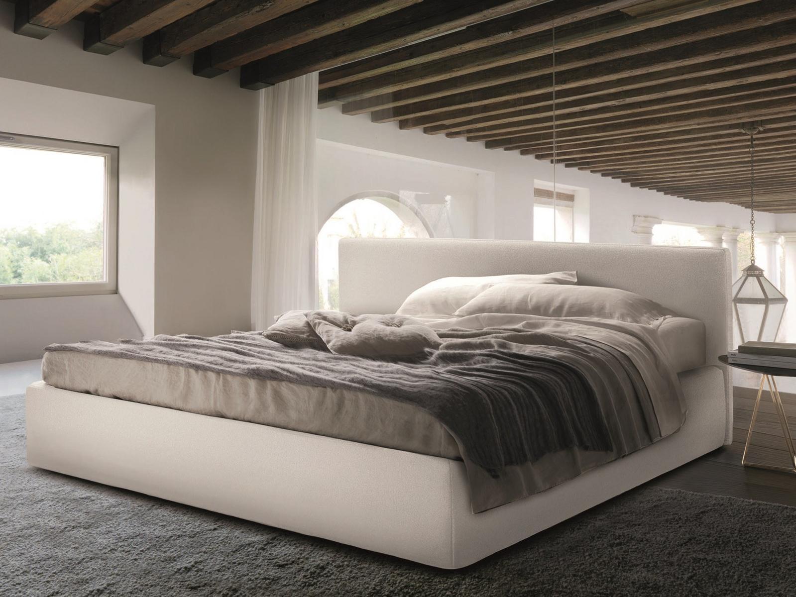 Fabric double bed with upholstered headboard | Blo 84 by Desiree