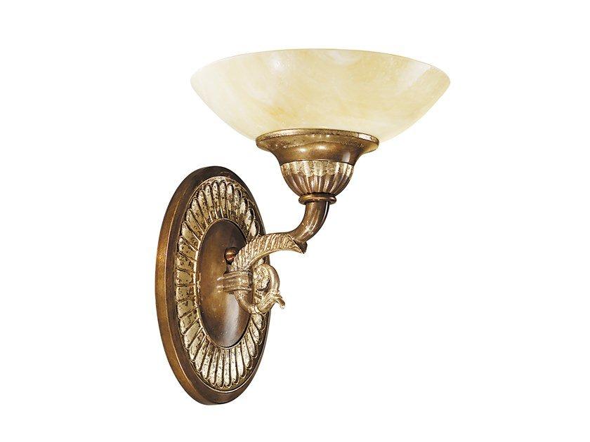Rust gold leaf wall light with onyx glass | Raffaello 1999/a1 by Possoni Illuminazione