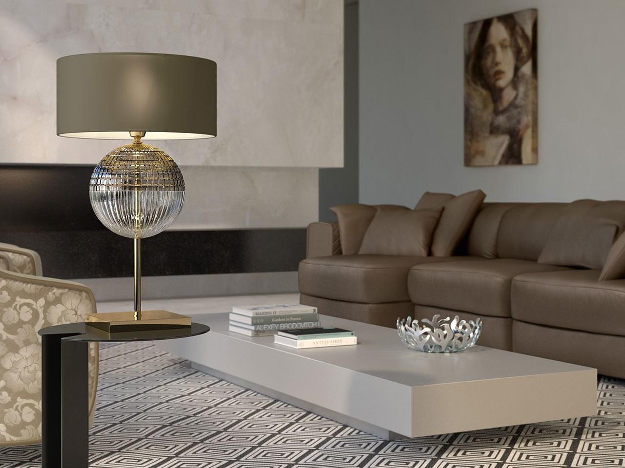 Indirect light crystal and metal table lamp | Brigitta by Italamp