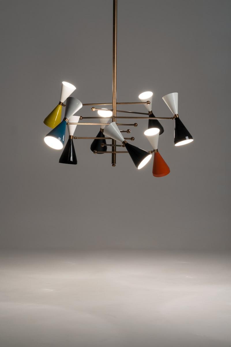 Swivel brass and aluminium pendant lamp | Flipper by Mantellassi 1926