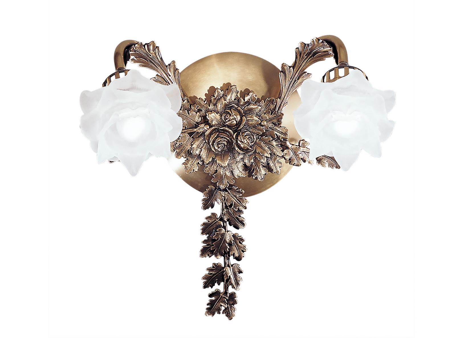 Antique Brass wall light with glasses | Rose 700/a2 by Possoni Illuminazione