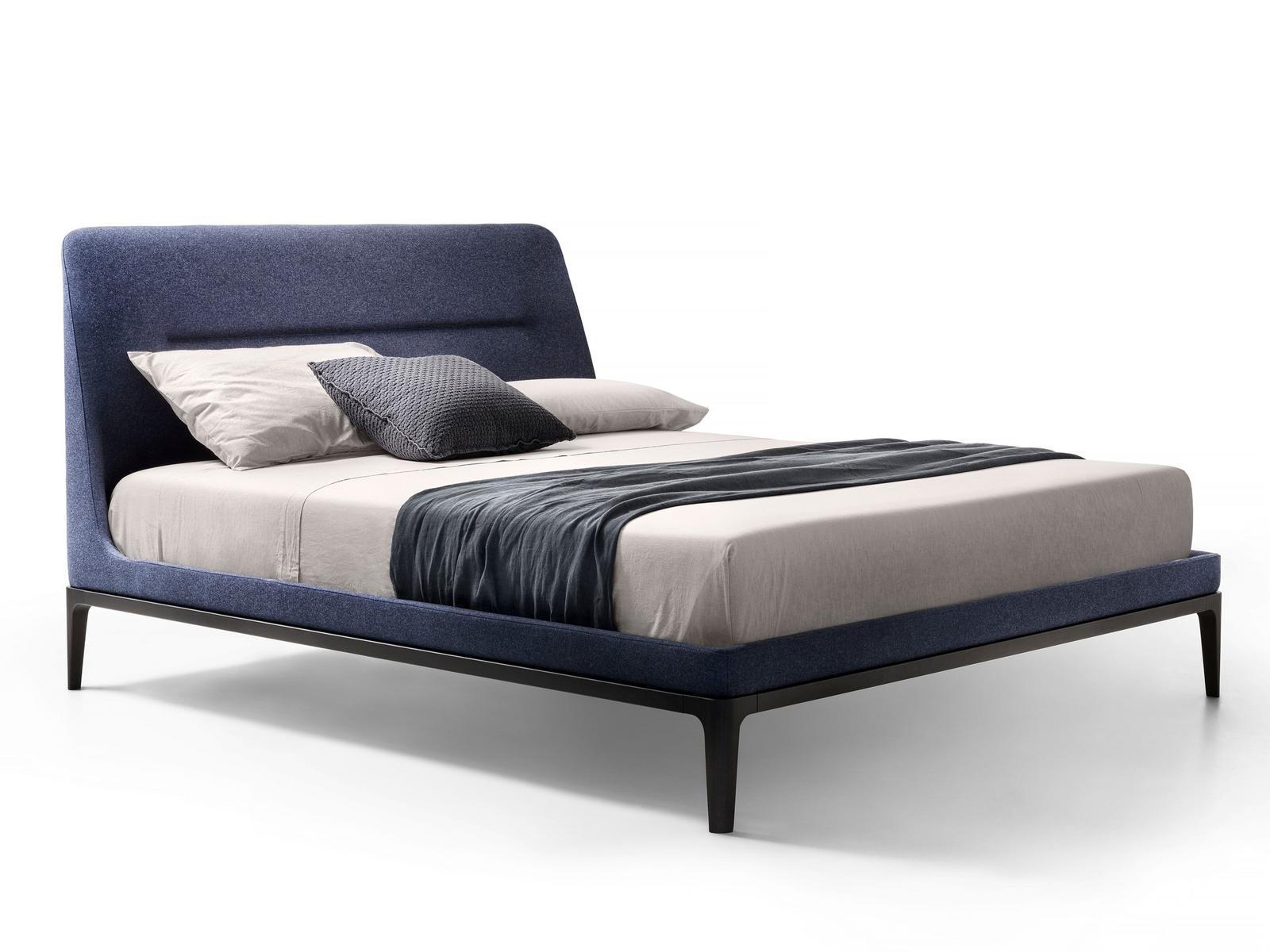 Fabric double bed with upholstered headboard | Victoriano by Lema