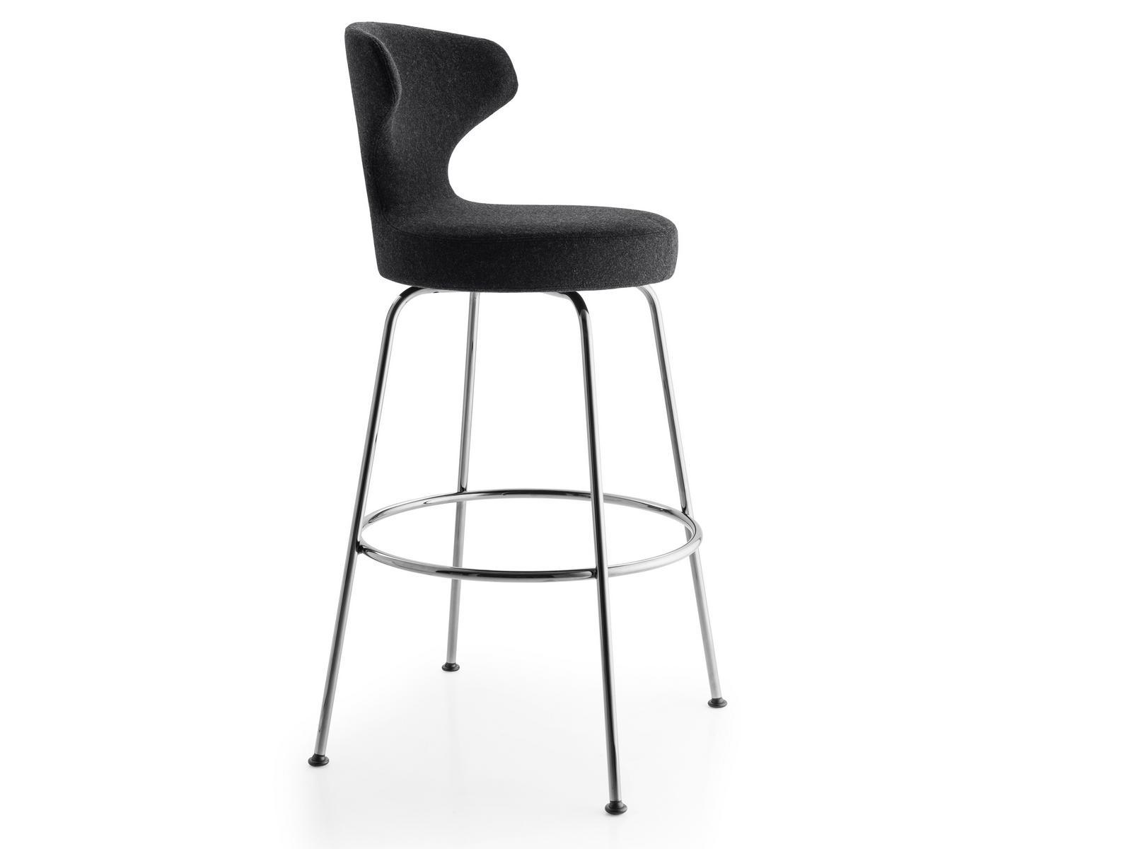 High upholstered stool with back | Papilio by B&B Italia