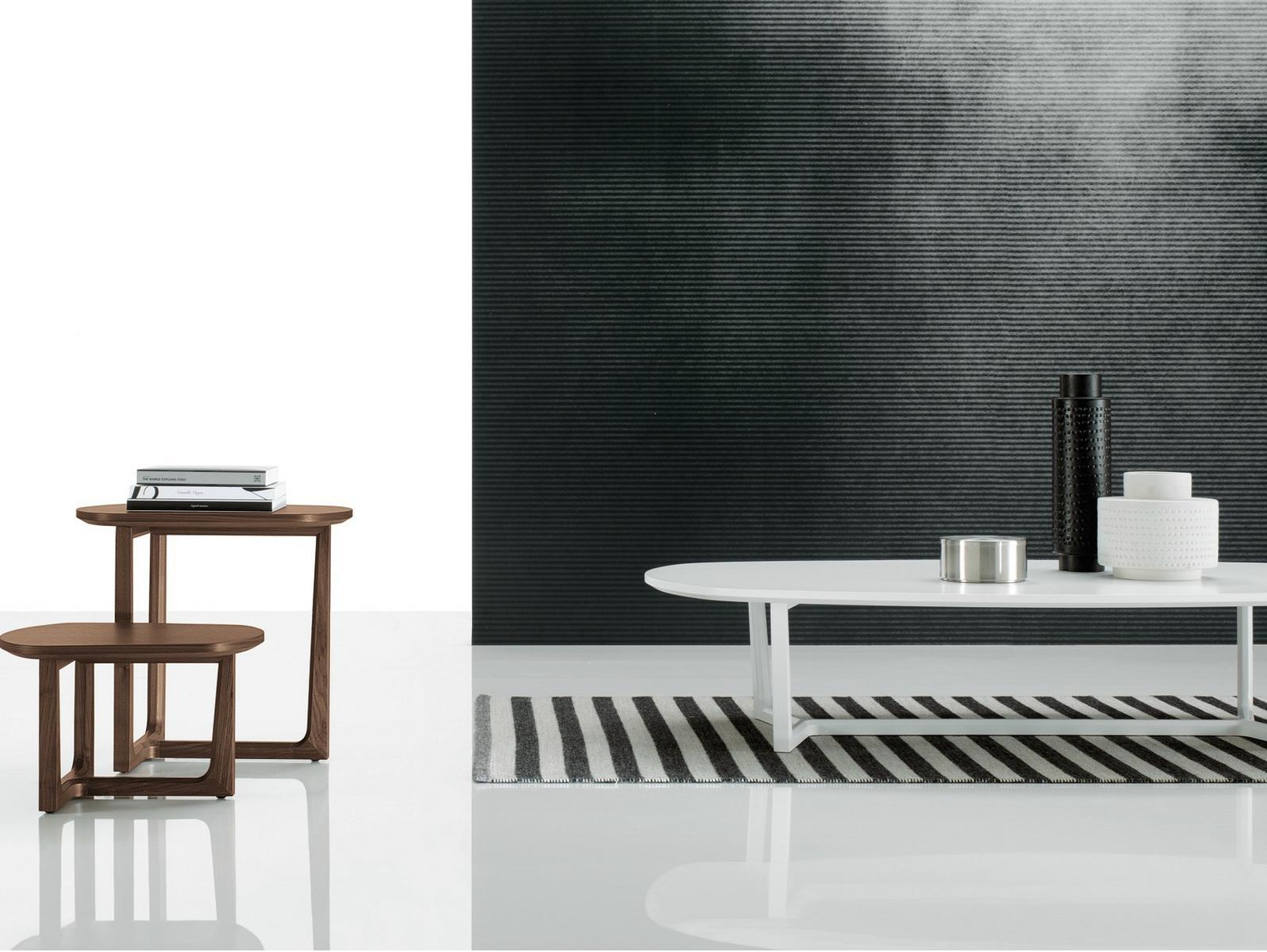 Low wooden coffee table for living room | Tridente by Poliform