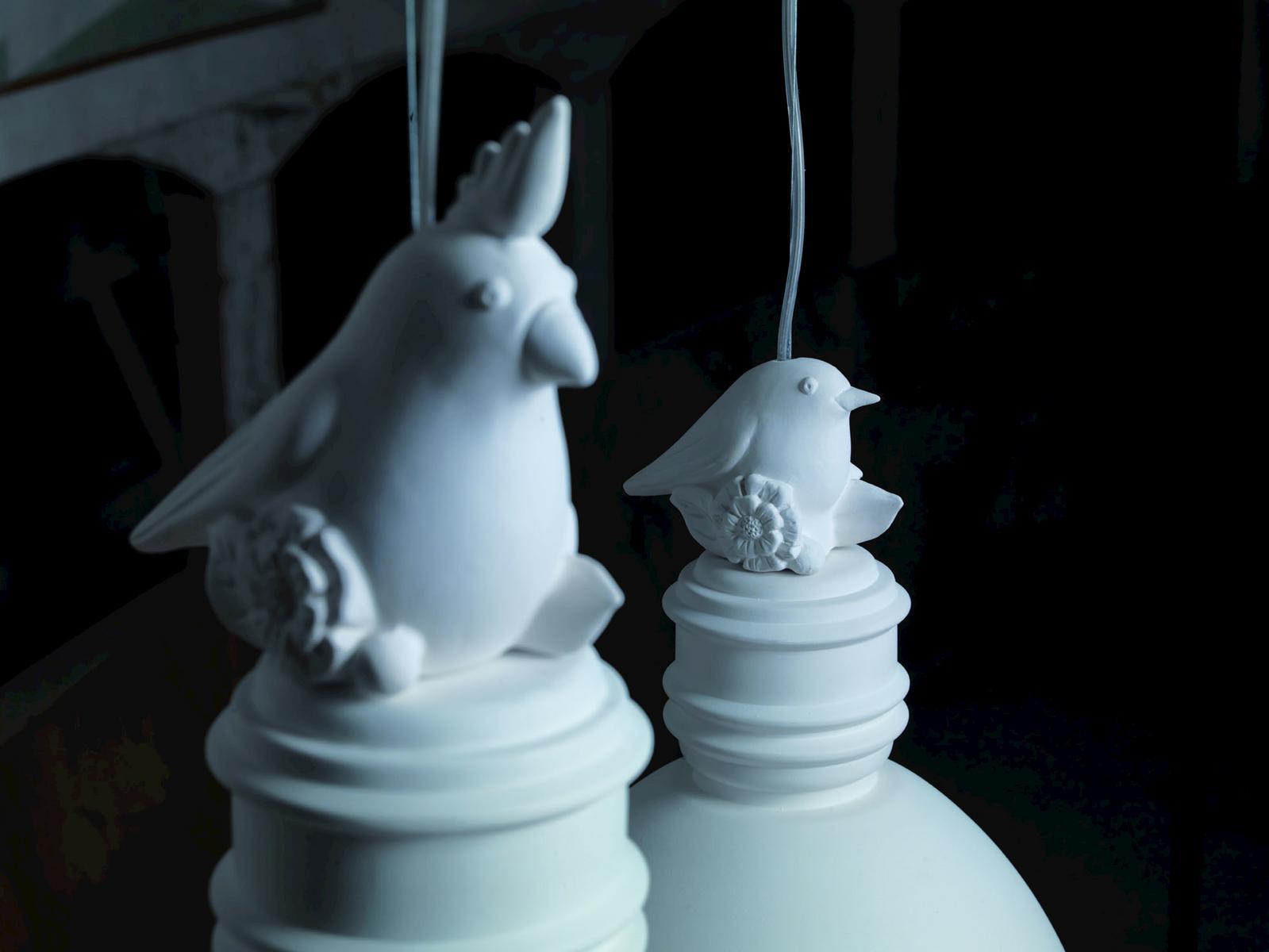 White-paste decoration for pendant lamp, little bird shaped | Pepo by Karman