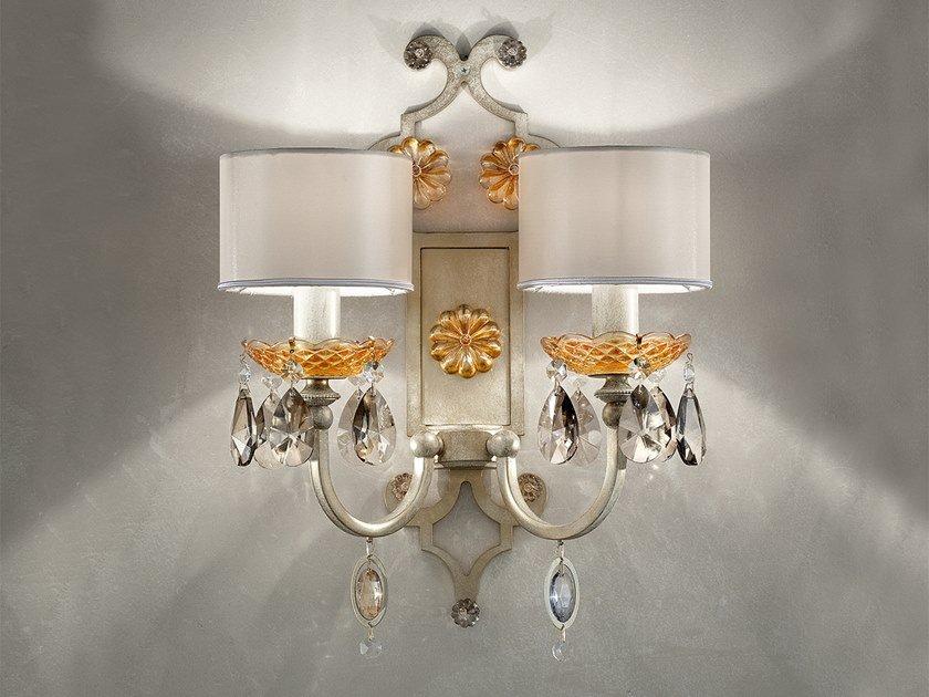 Metal wall lamp with crystals | Rosemery A2 by Masiero