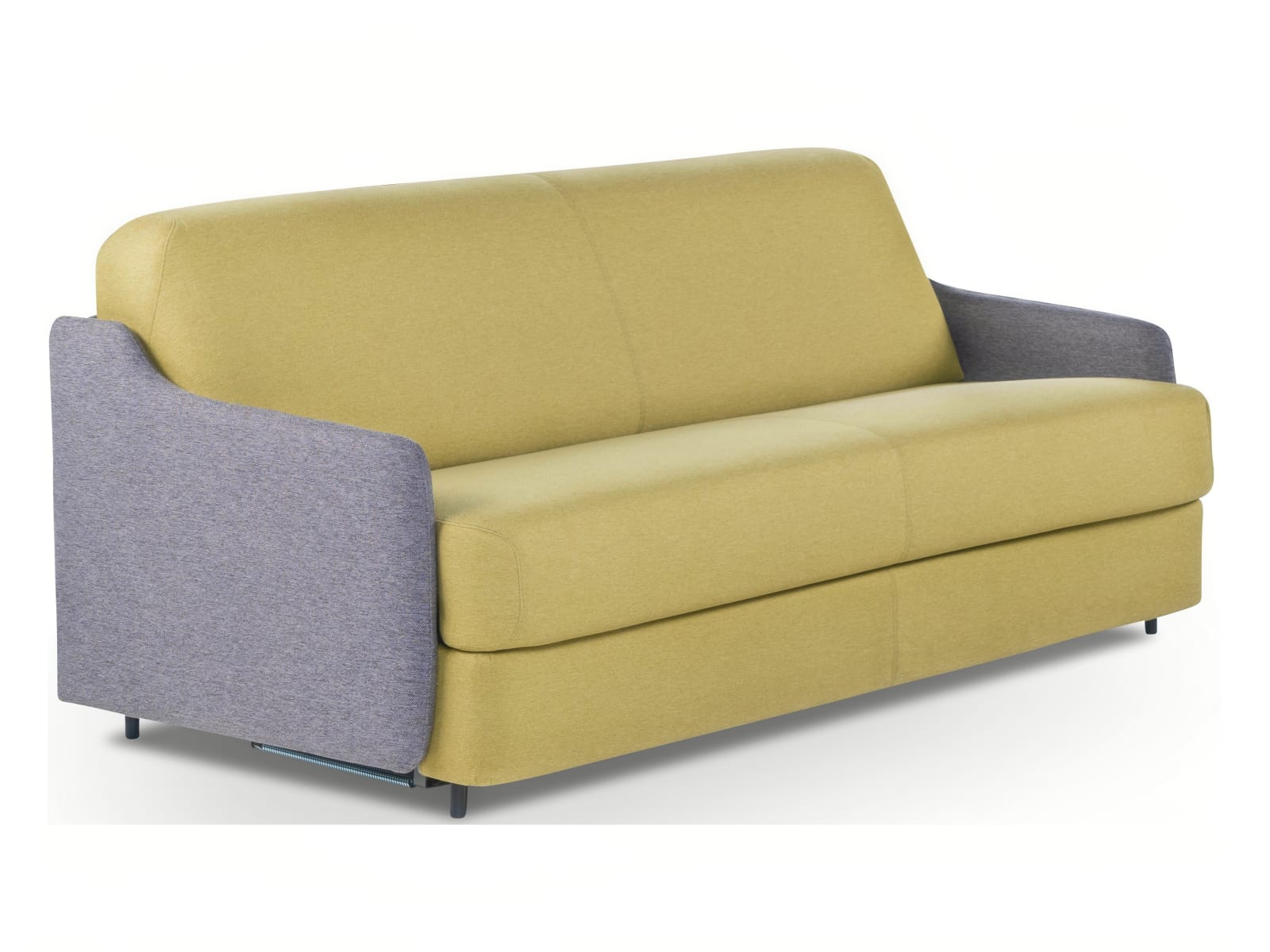 Modern, space-efficient sofa bed with easy transformation mechanism and comfortable 17 cm mattress in polyurethane or Memory foam, featuring slender armrests for added roominess. | Elodie by Calia Italia