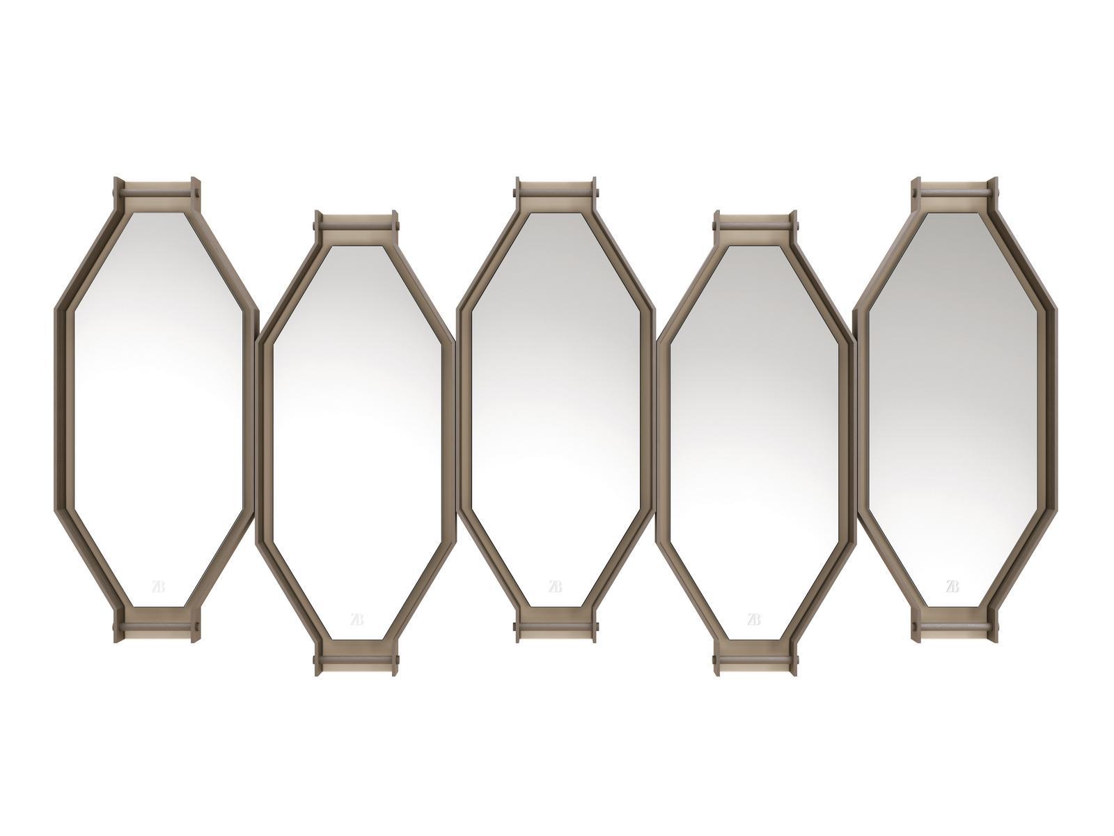 Wall mirror with metal frame | Twin Composition 2 by Bruno Zampa