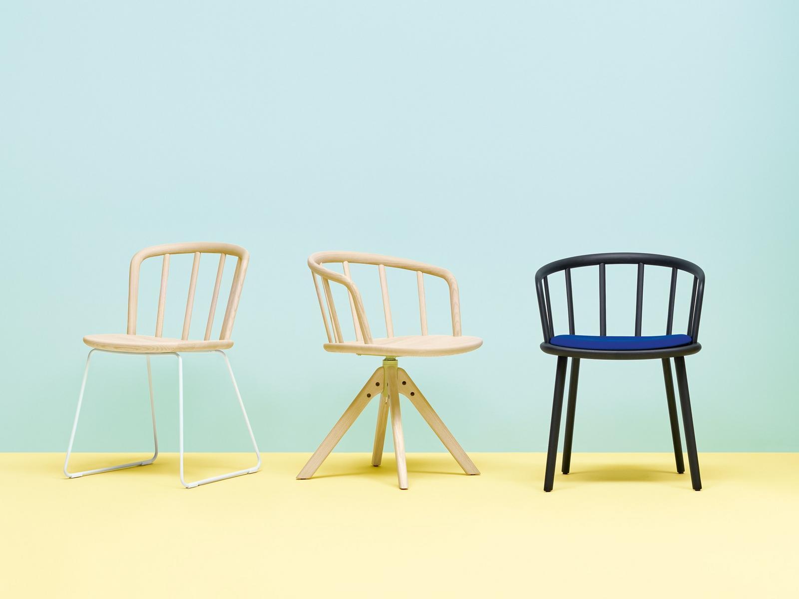Swivel trestle-based ash chair | Nym 2845 by Pedrali