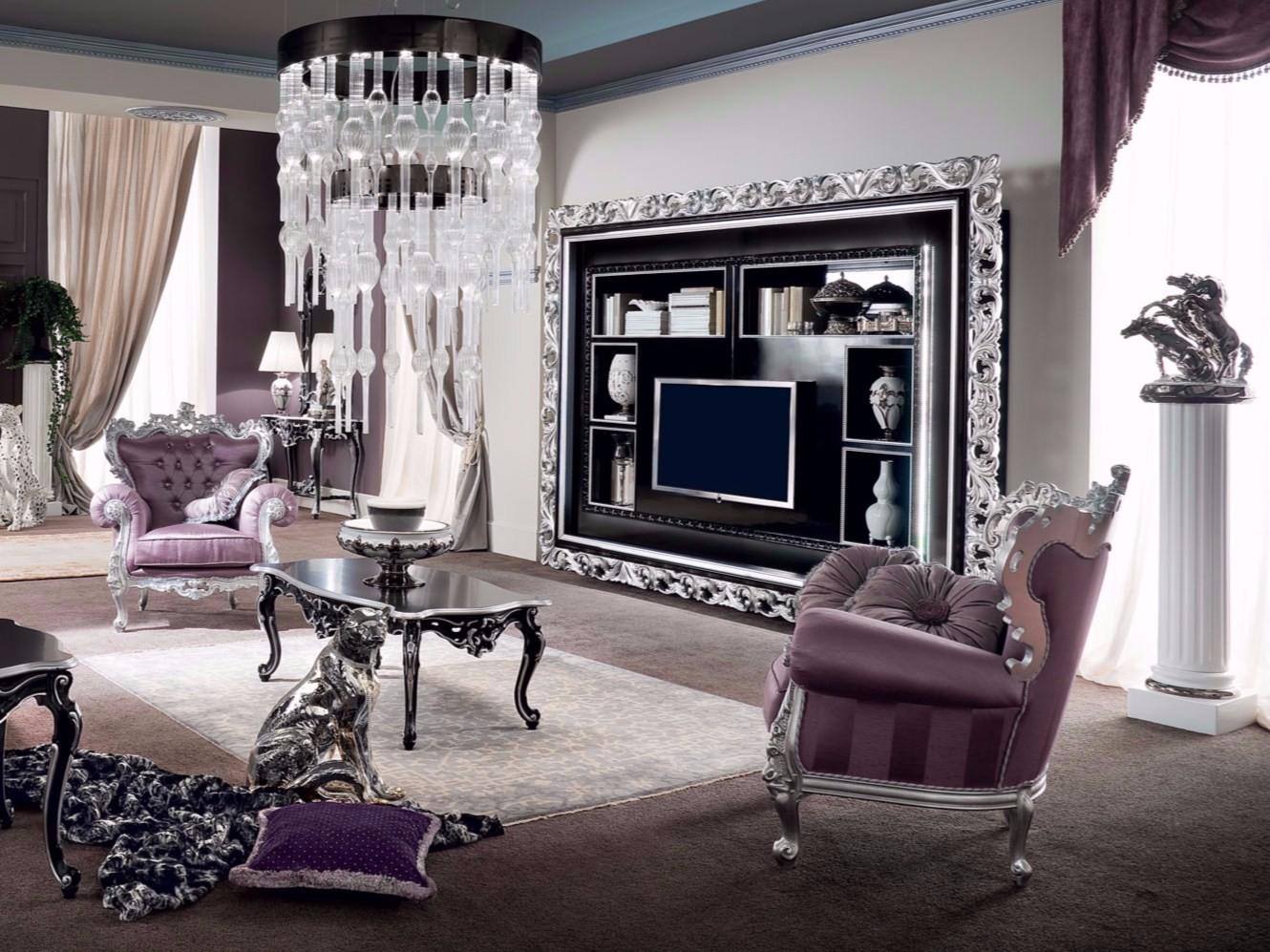 Open wall-mounted bookcase with TV stand | 13129 by Modenese Gastone