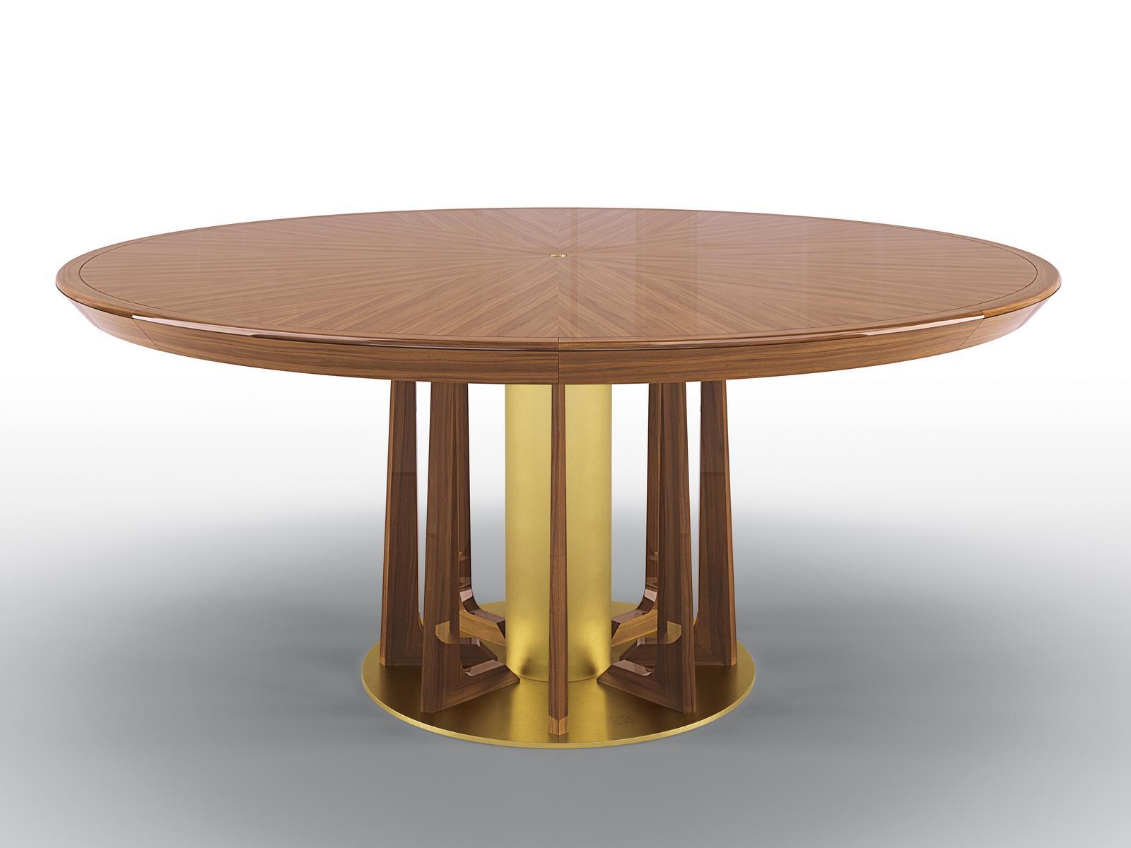 Round walnut table with Lazy Susan | Petrus by Bruno Zampa