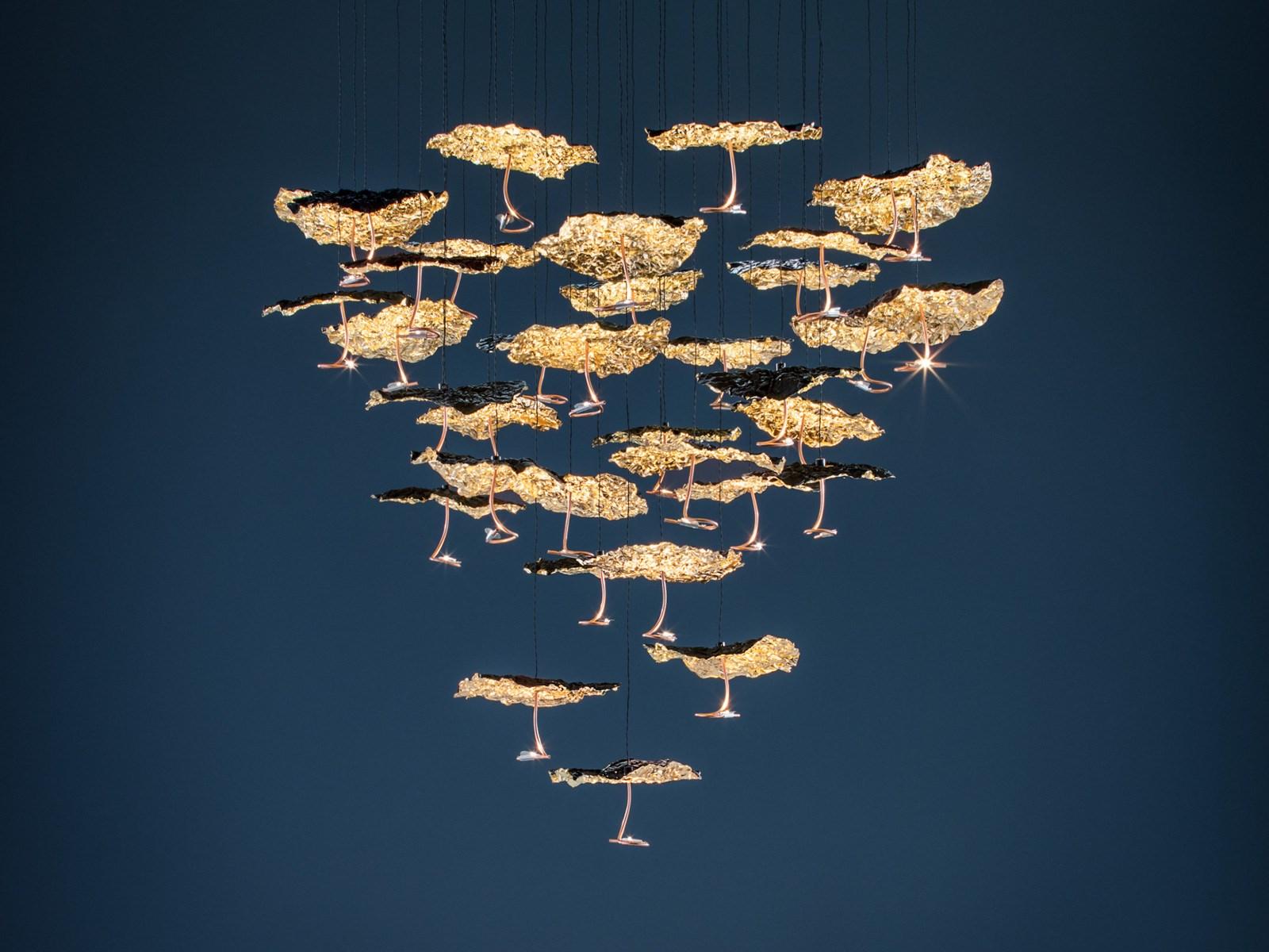 LED pendant lamp | Gold Moon Chandelier by Catellani & Smith