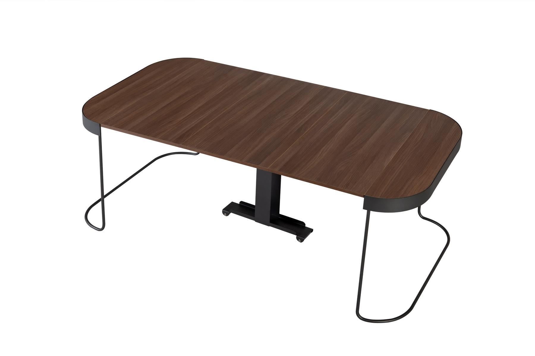 Extendable oval console in walnut and steel base | Cora by Tonin Casa