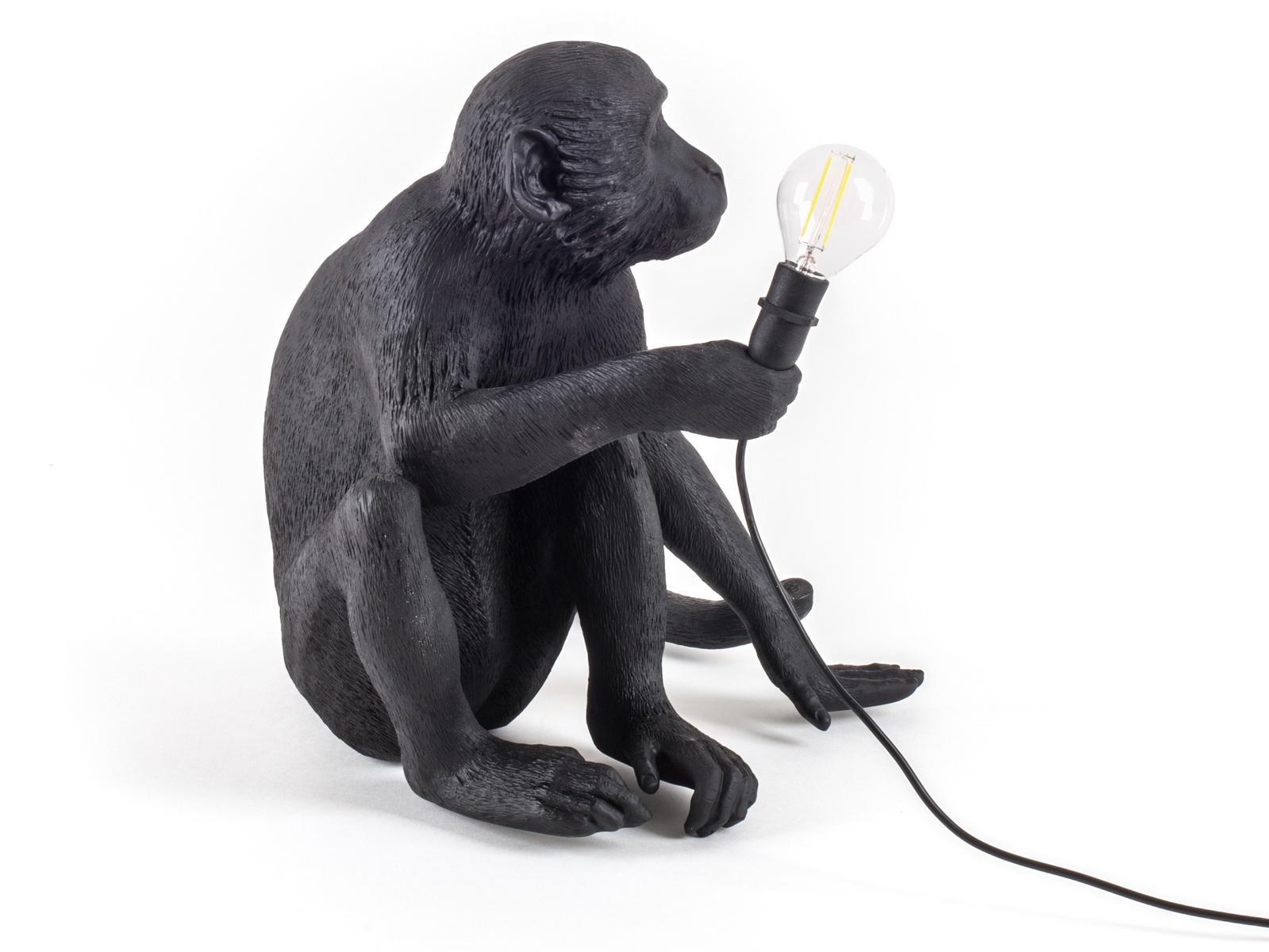LED resin floor lamp | The Monkey Lamp Black Sitting by Seletti