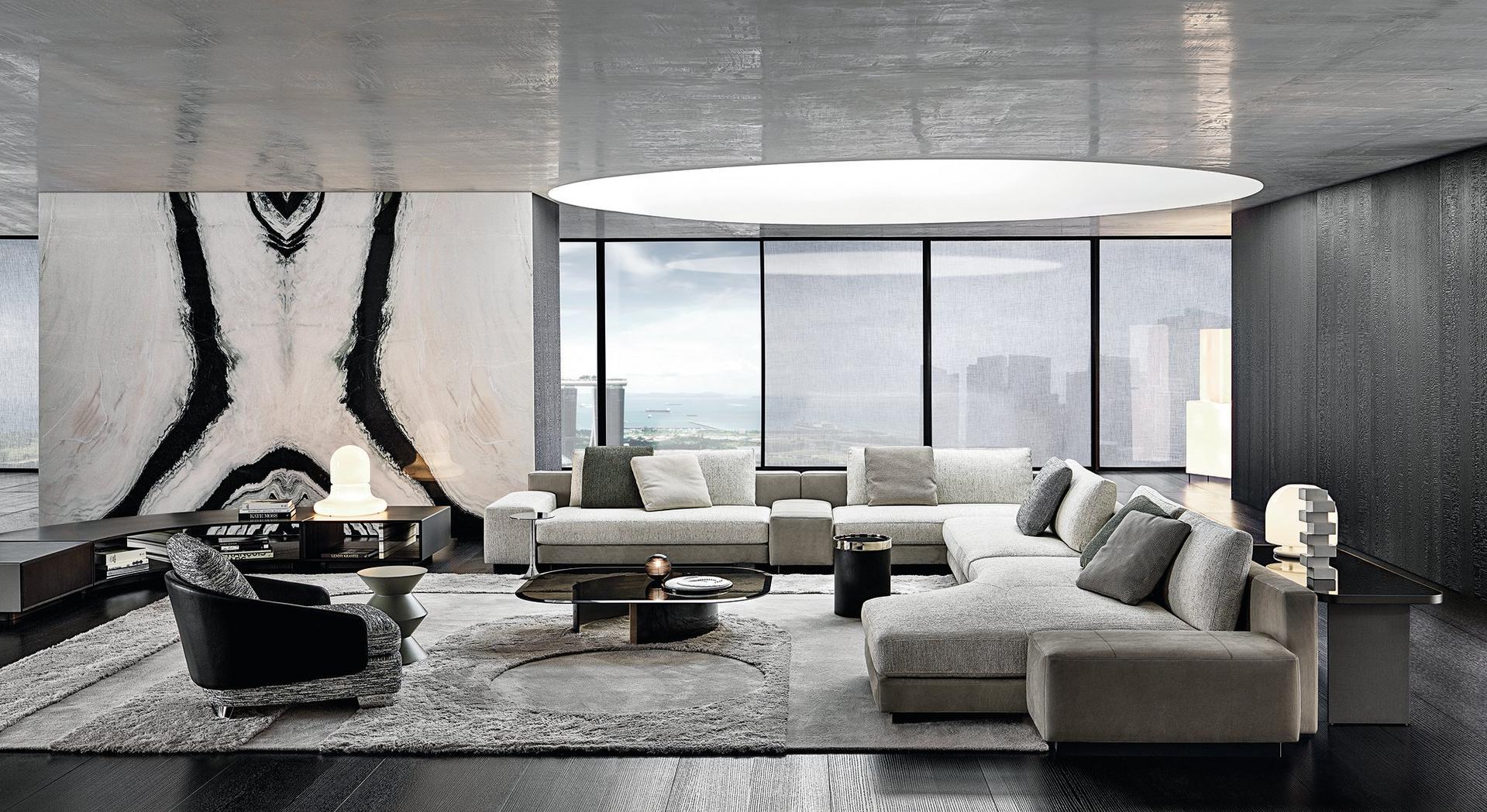 Sectional modular fabric sofa | Daniels by Minotti