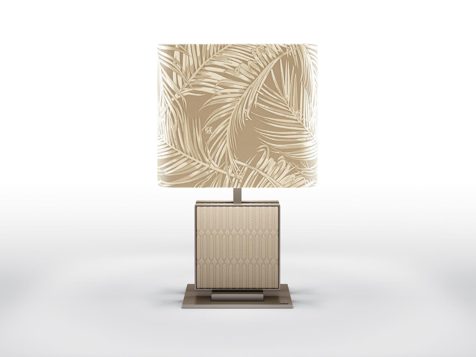 Metal table lamp and fabric lampshade | Bernini by Bruno Zampa
