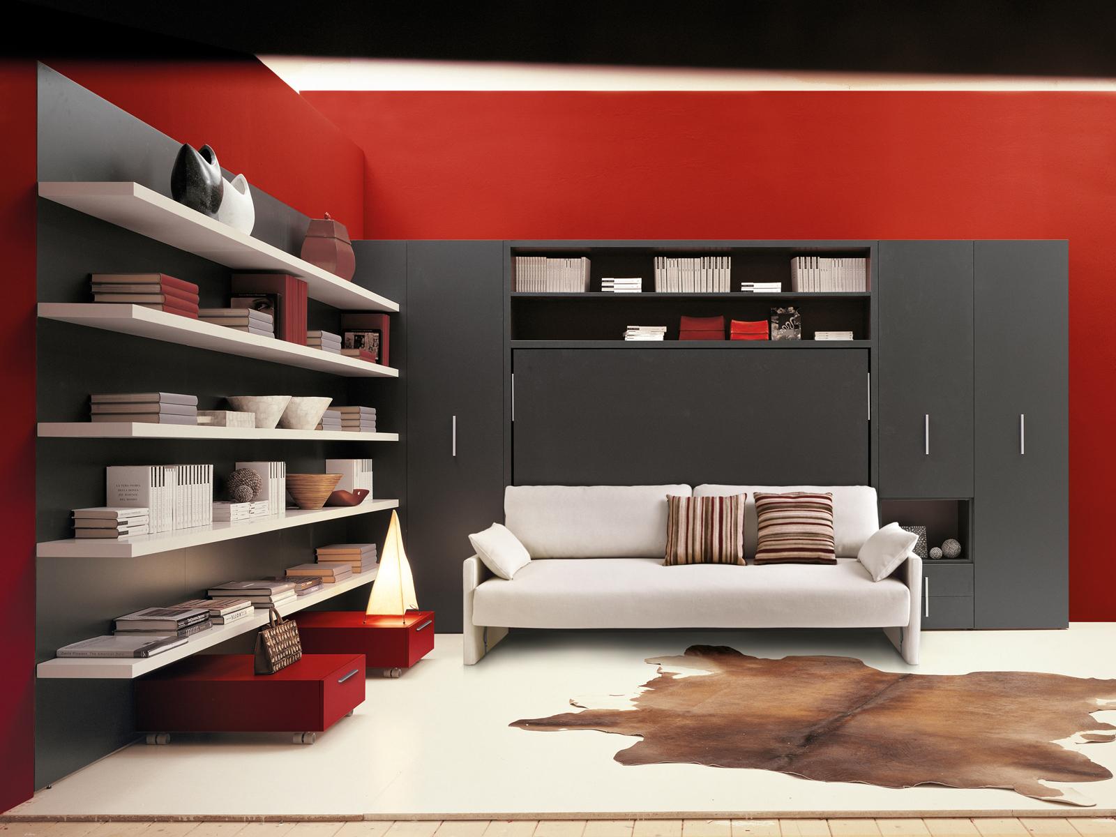 Storage wall with fold-away bed | Circe Sofa by CLEI